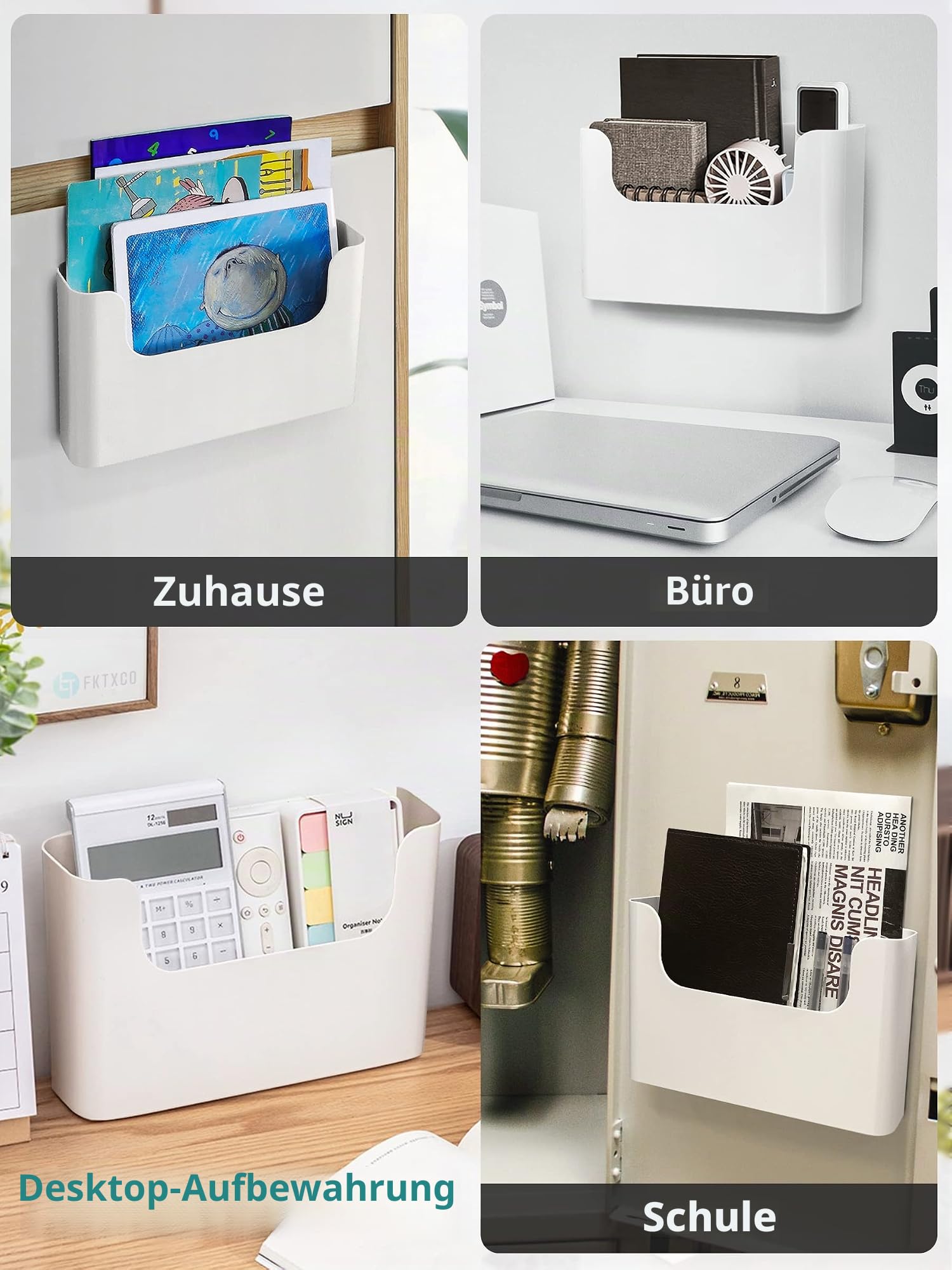Hängende Wandhalterung, Akten-Organizer, Halter ohne Bohren, Tür, Büro, Post, Aufbewahrung, Zeitschriften, Umschläge, Planer, Wand, einzelne Tasche, Kunststoff (gebrochenes Weiß, 2 Stück)