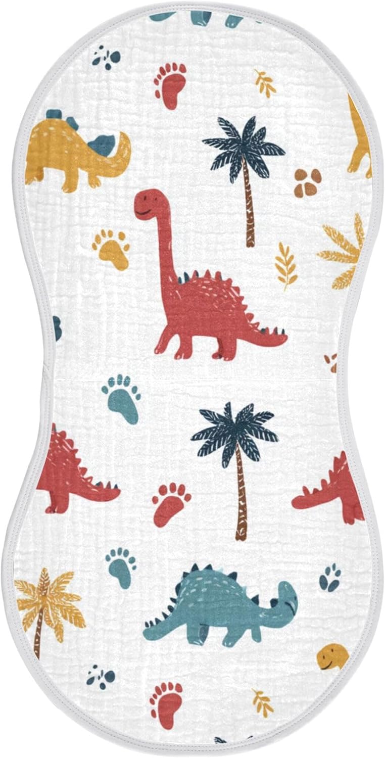 Tropical Dinosaurs Burp Cloths Baby Boys Girls Absorbent Soft Cotton Burping Cloths Rags 4 Pack