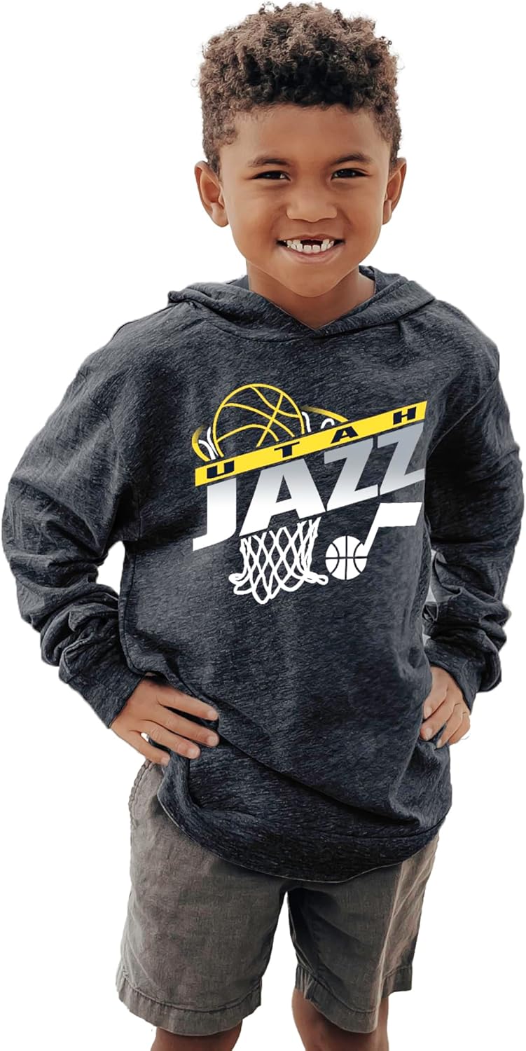 Blue 84 NBA Unisex Kids Nba Officially Licensed Youth Tri-blend Hooded Long Sleeve T-shirt Hoop Team Color