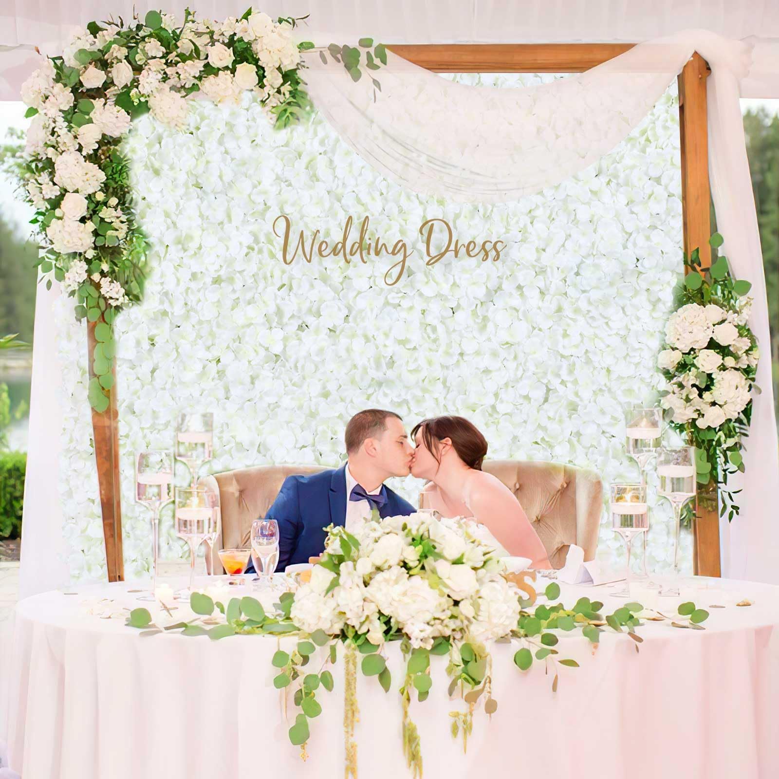 12 Stück Hortensien Kunstblumen Blumenwand, 38 x 38 cm Künstliche Blumenwand Panel DIY Blumen Hintergrund für Hochzeit Balkon Garten Valentinstag Outdoor Deko, Weiß