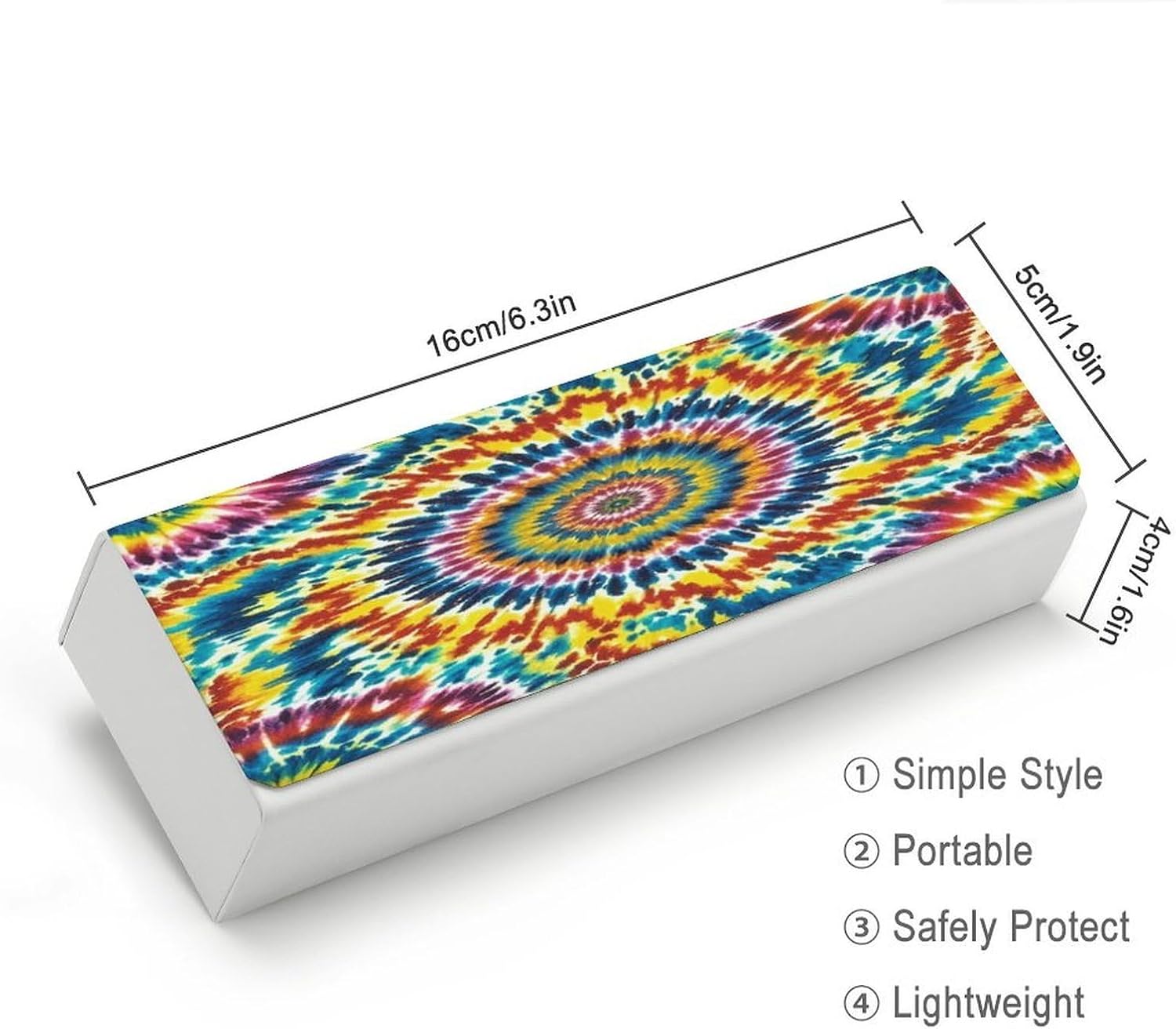 Color Tie Dye Eyeglasses Case Hard Shell for Men Women PU Leather Eyeglass Cover Fashionable Travel Sunglasses Cases Portable Reading Glasses Cover with Cleaning Cloth image 2