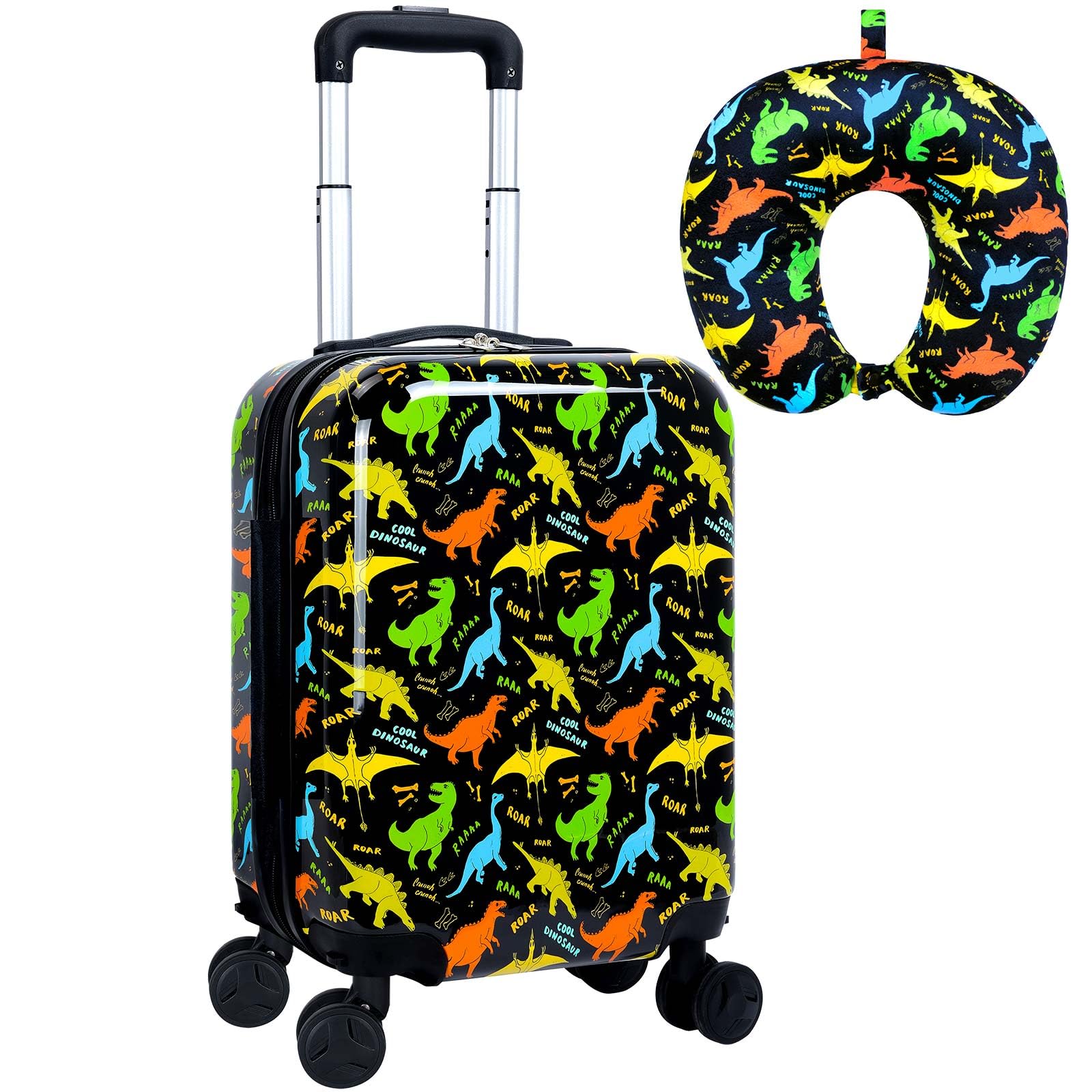 Kids Luggage Boys Hardside Suitcase 16", 2PCS Carry-on Dinosaur Set