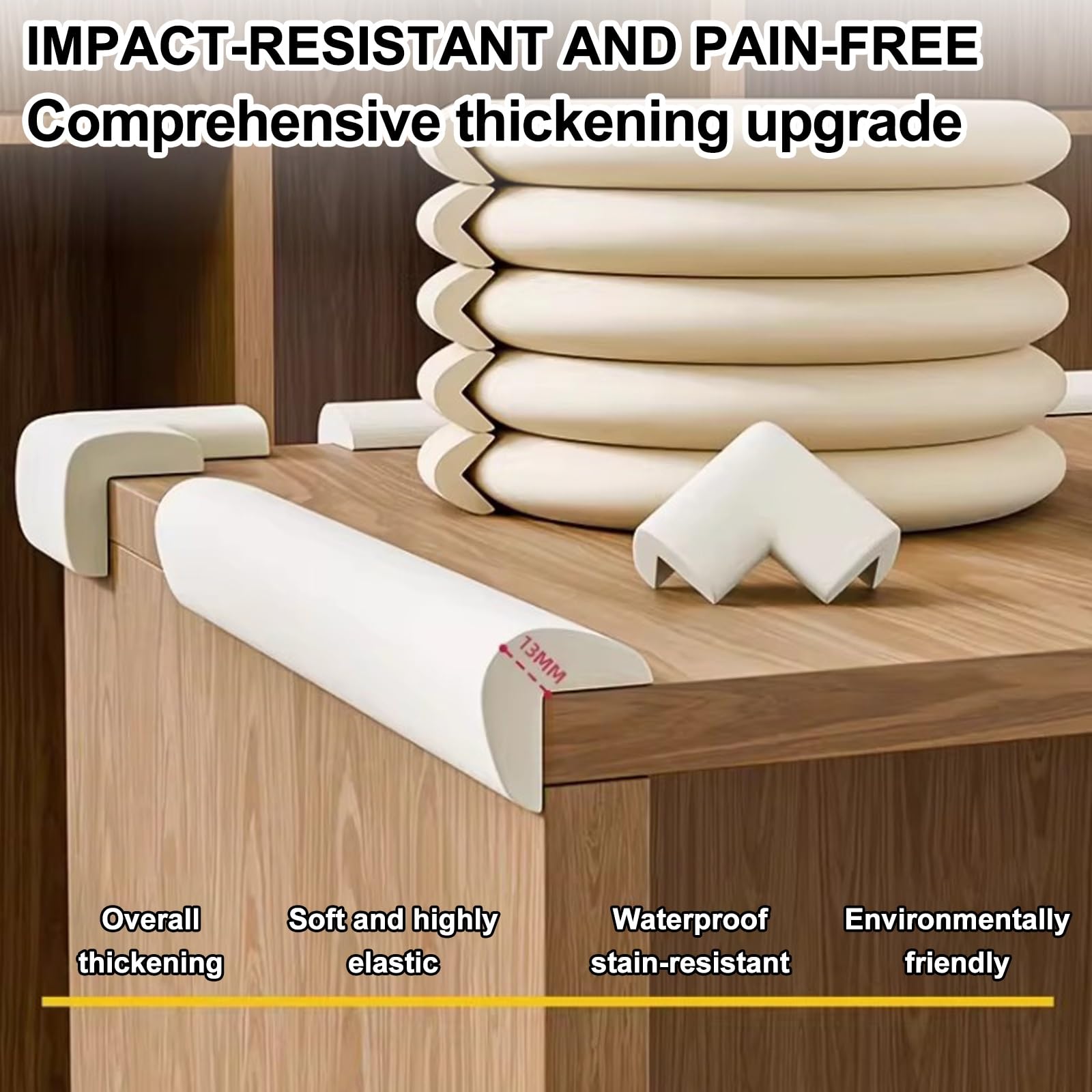 Protectores de esquina de espuma para muebles, tiras anticolisión suaves en forma de L/U con adhesivo fuerte para armarios, mesas y esquinas de pared