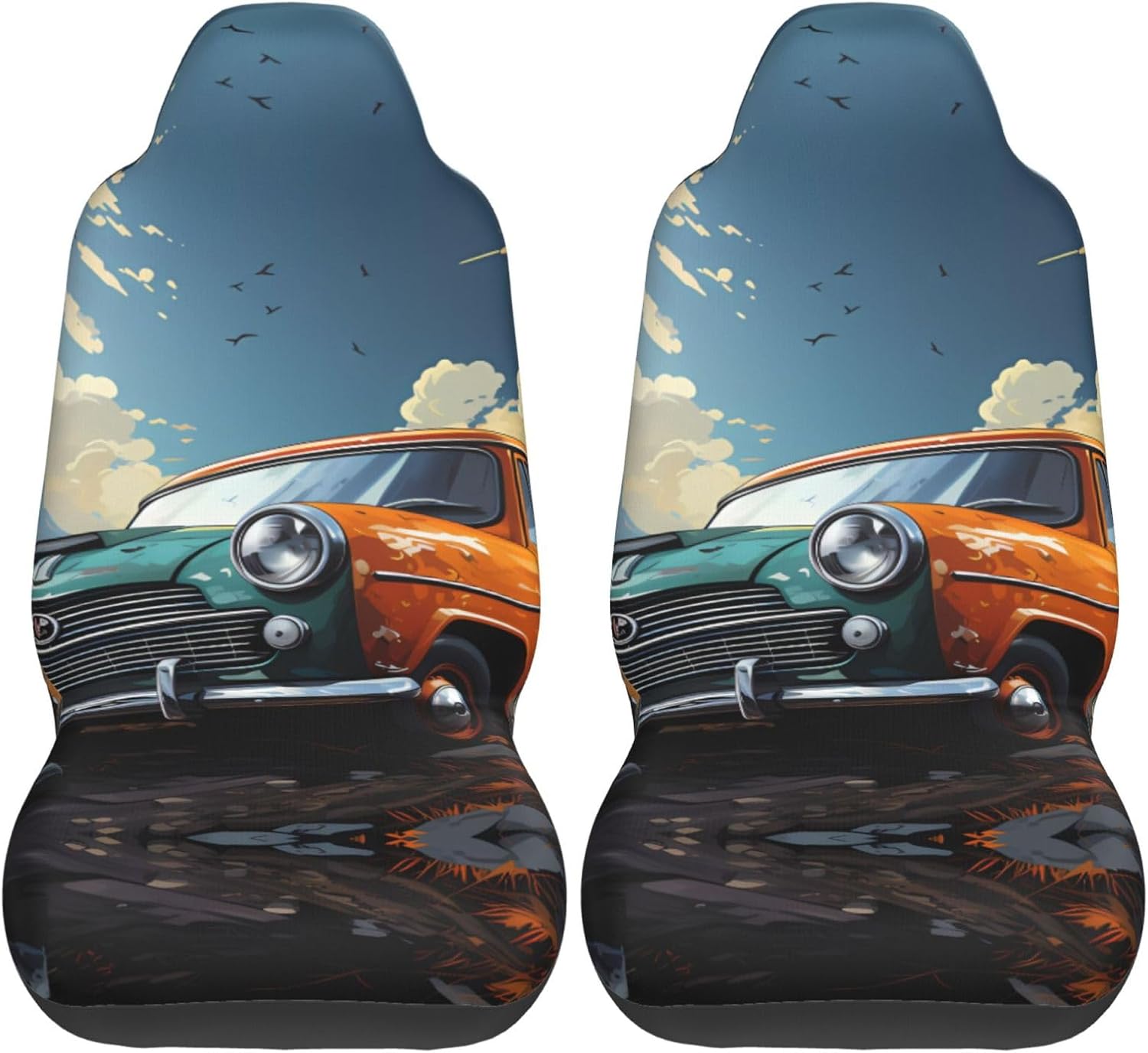Universal Take a Trip in the car Printed car seat Covers are Suitable for Most Seats in Trucks, Vans, and Other Similar Vehicles.