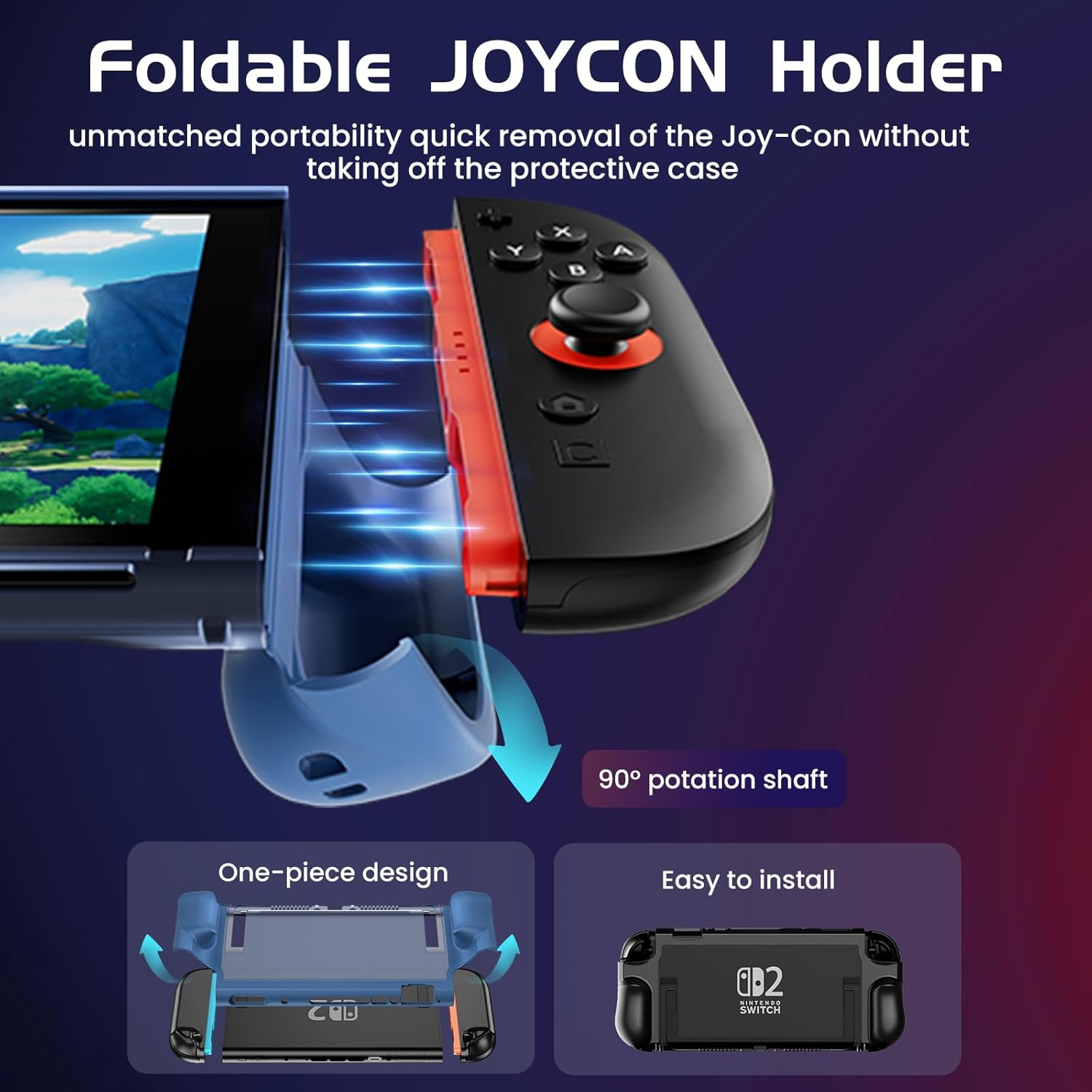 Dockable Protective Case for Nintendo Switch 2, TPU Ergonomic Grip Cover with Foldable JoyCon Holder Design, Slim Shockproof Hard Shell fit for Switch 2 Console & Kickstand - Matte Blue 4 71A2IPFgToL. AC SL1500