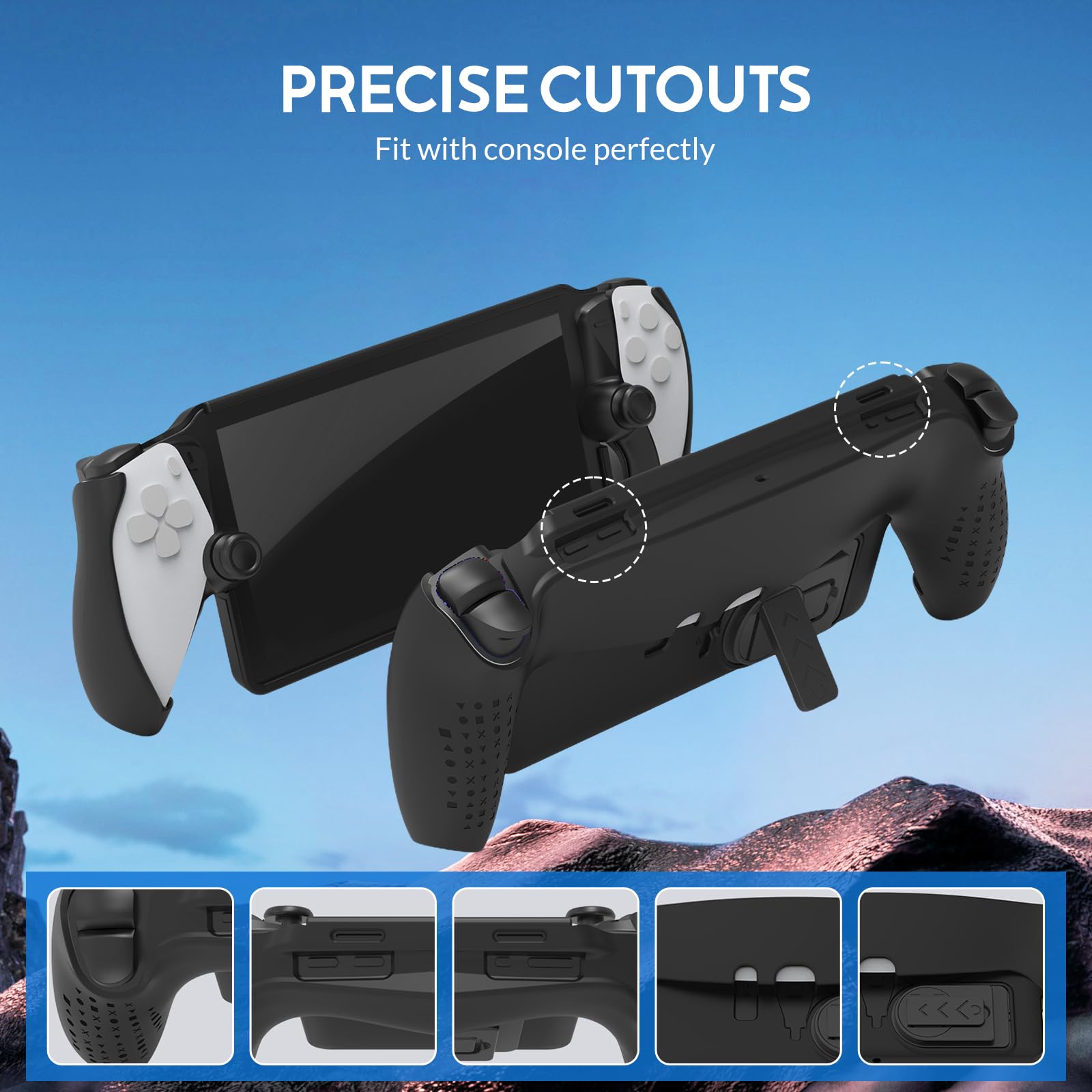 PS Portal Etui ochronne – PS5 Portal Remote Player, pokrowiec ochronny PS5 z antypoślizgowym uchwytem i podstawką, akcesoria PS ze skórą TPU