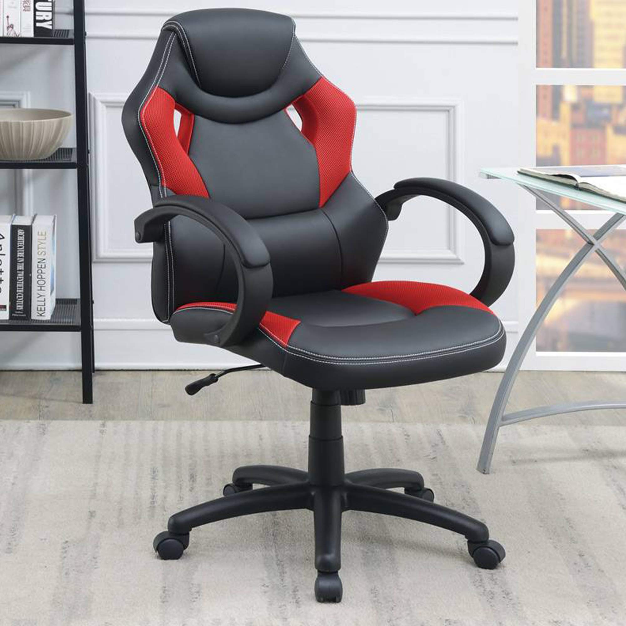 Poundexbridgecraft Office Chair, Black/Red