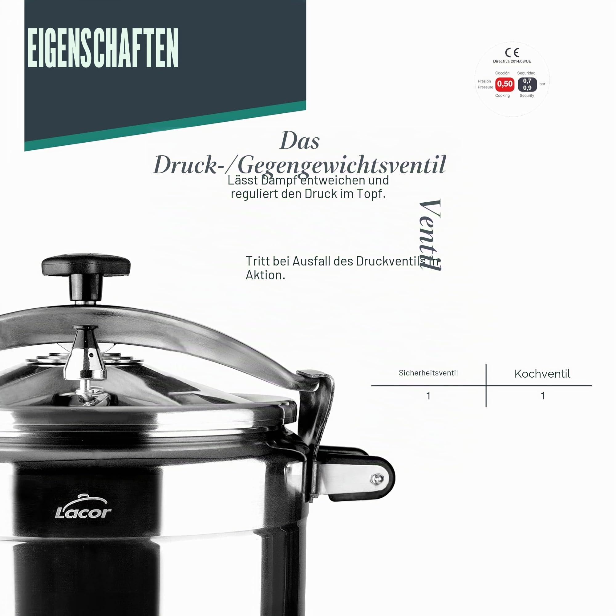 LACOR SCHNELLKOCHTOPF 22 L PRO-Classic, Aluminium, Grey, 34 cm, Lacor_20522