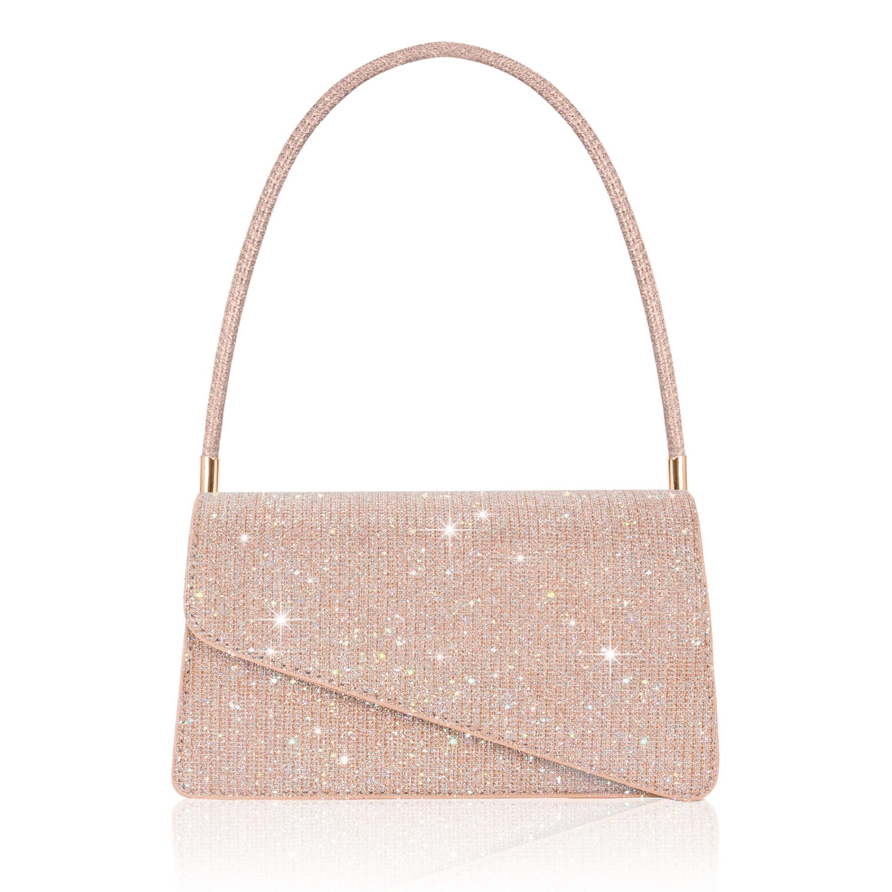 Damen Clutch, Glitzer Pailletten Kleine Handtasche Damen mit 2 Fächern, Elegant Envelope Abendtasche mit Tragegriff, Kleine Tasche für Abschlussball, Hochzeit, Shopping, Party