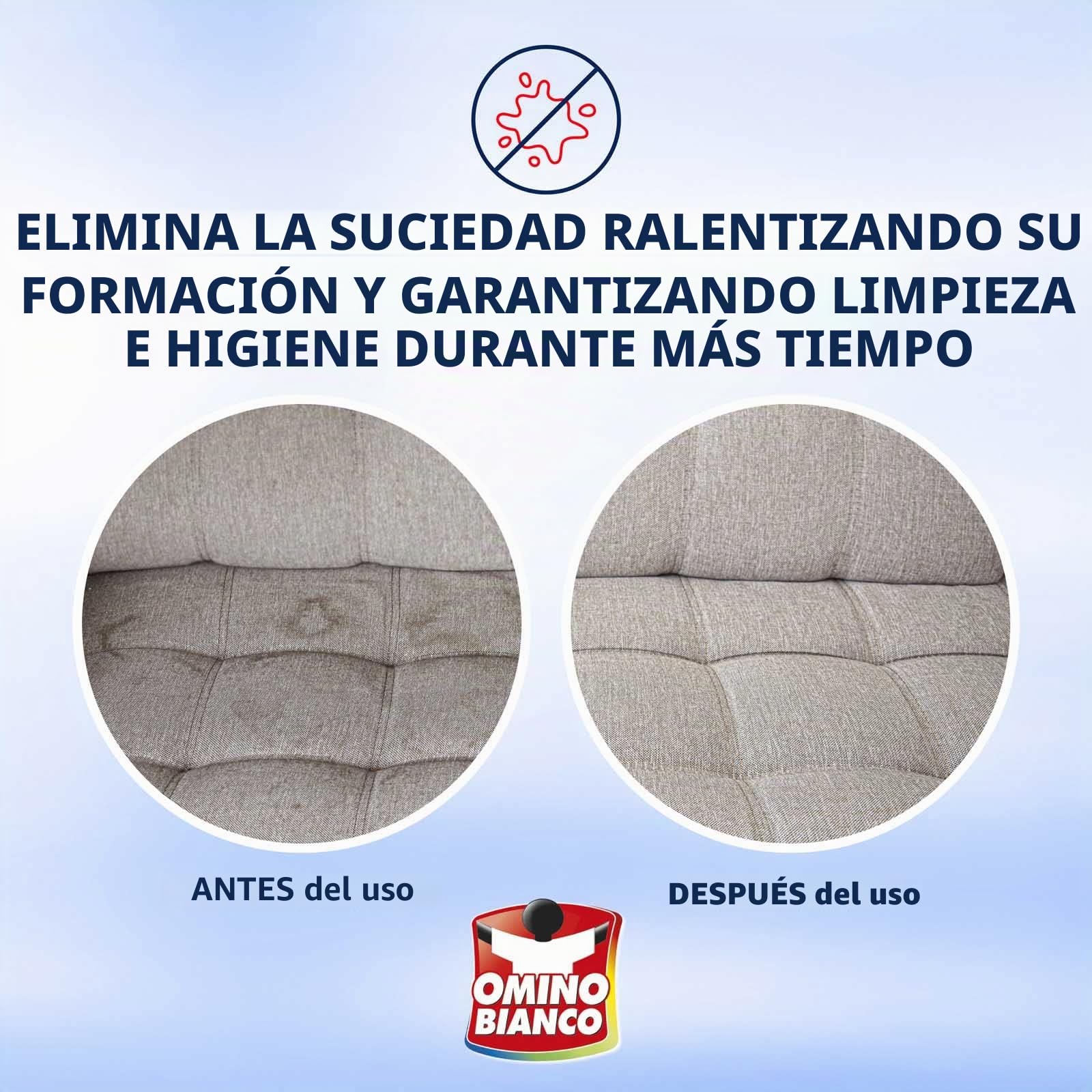 Omino Bianco Gel – Producto específico para alfombras y sofás, limpiador y limpiador de tejidos con fórmula antiolor, 2 unidades de 300 ml