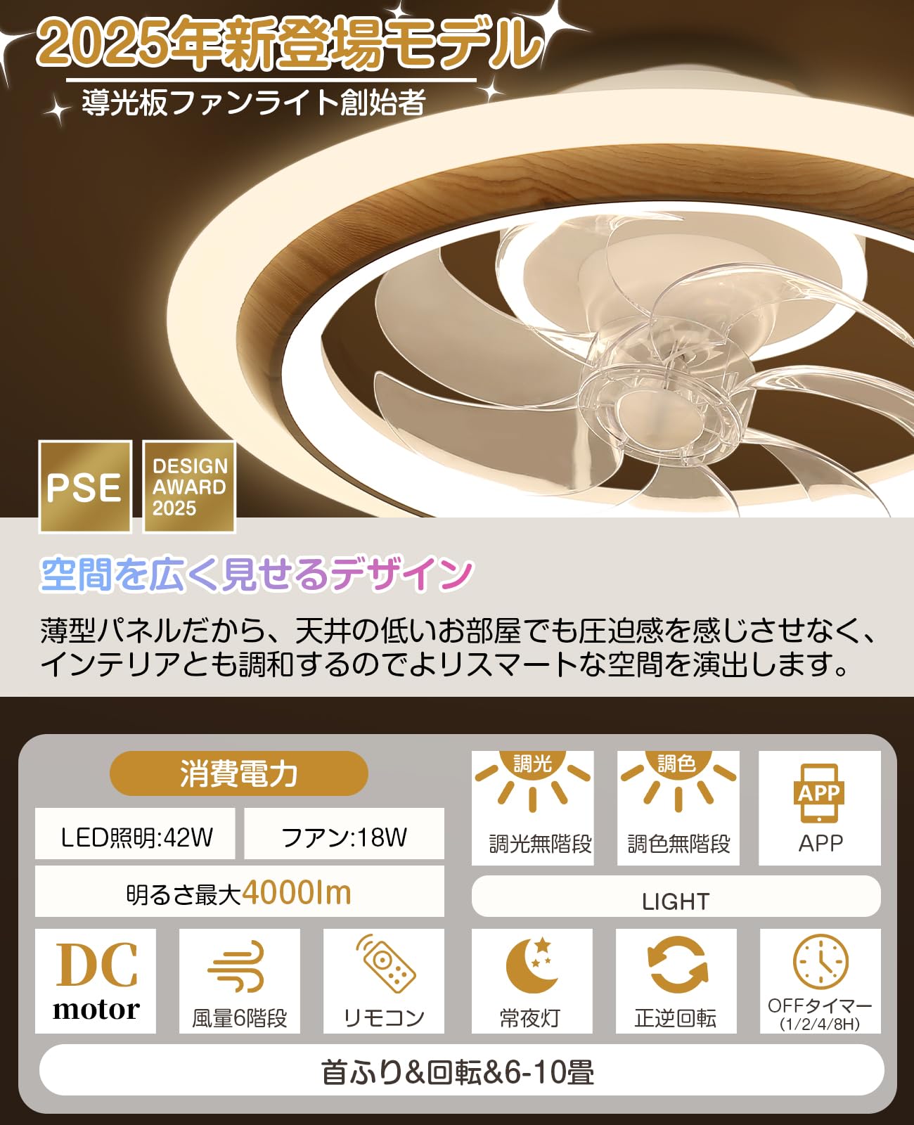 Amazon | SUKITEN シーリングファンライト led 導光板 ファン付き照明