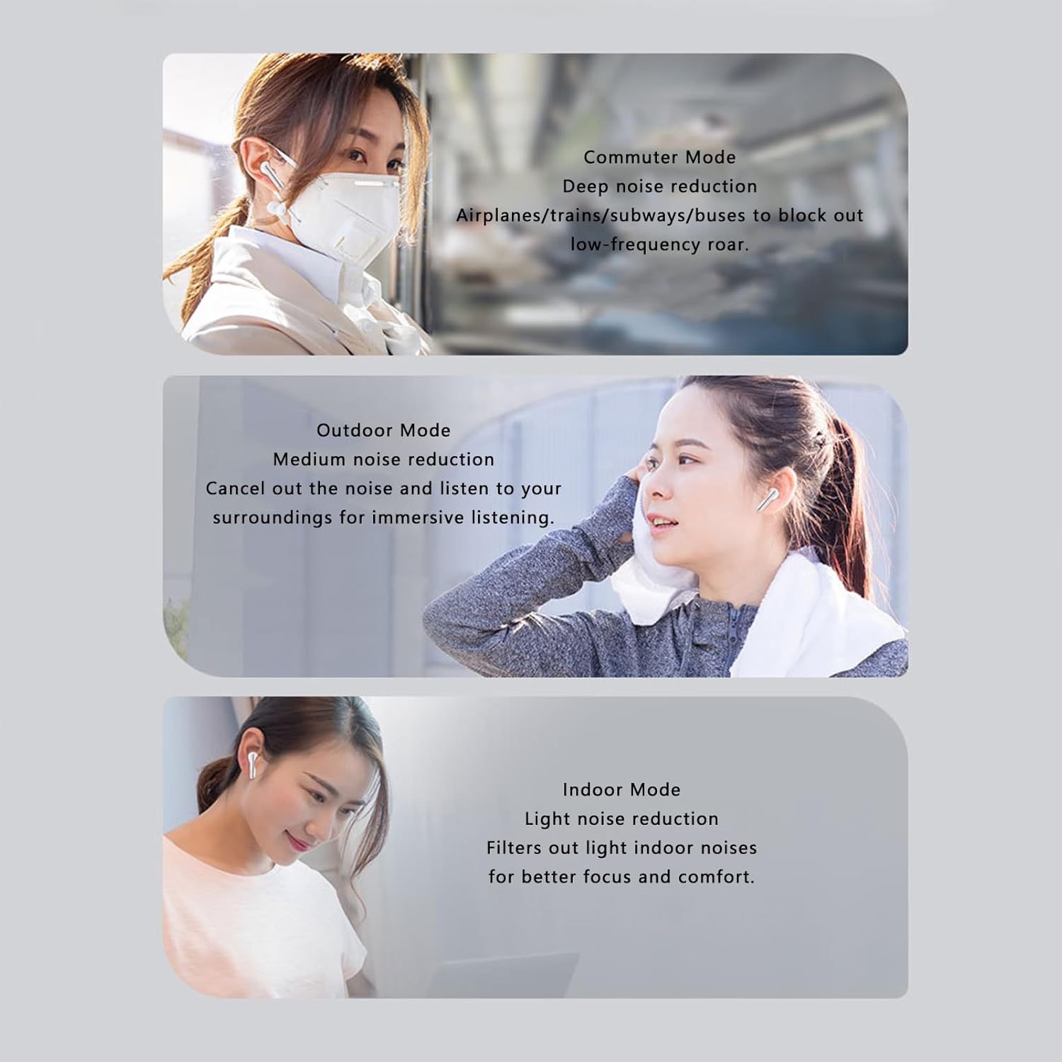 Wireless Earbuds Bluetooth 5.3 Headphones Noise Cancelling in-Ear Earbuds with Wireless Charging Case Fingerprint Touch Operation for Running Exercise Commuting