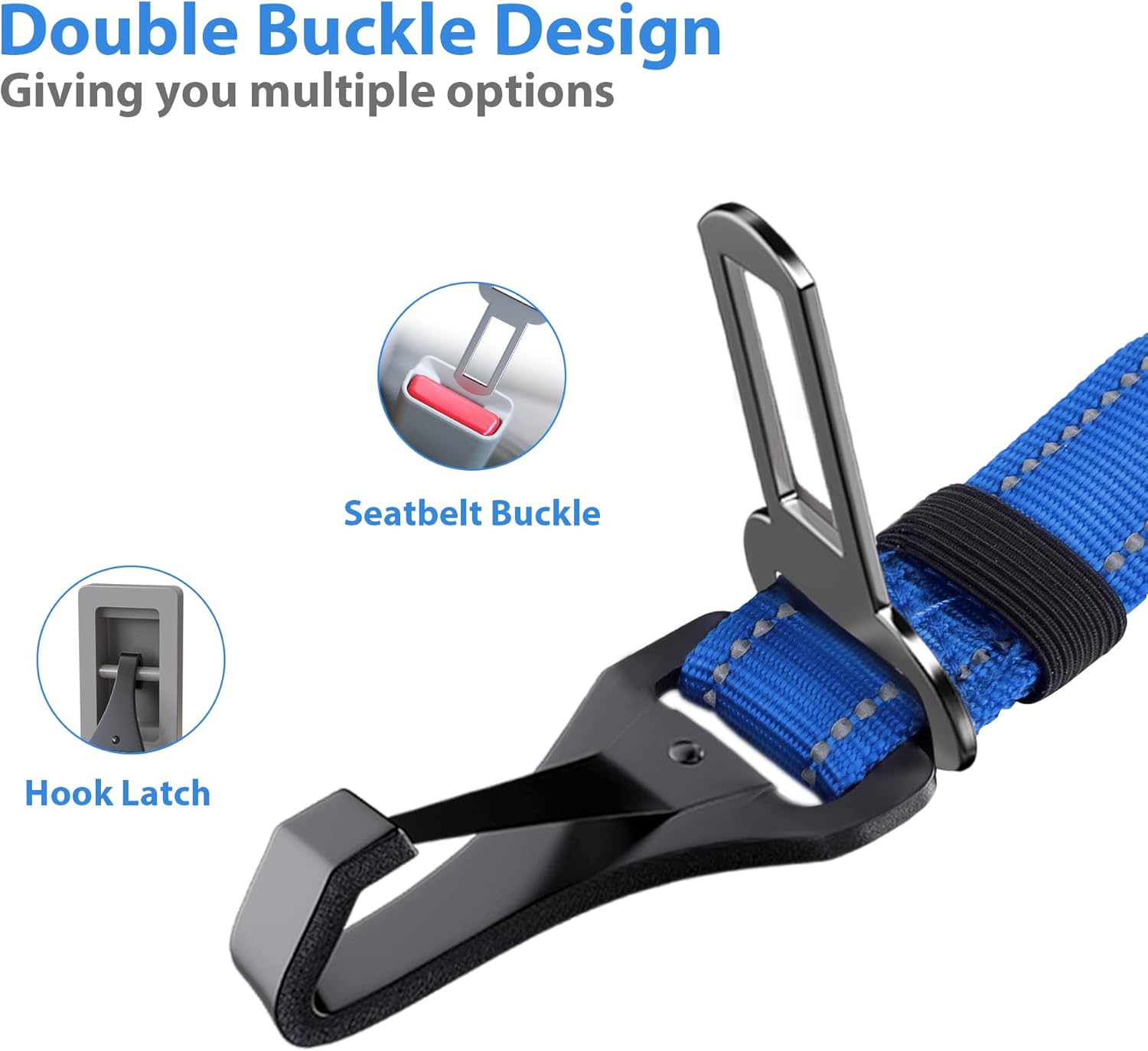 IOKHEIRA Dog Seatbelt, Updated Dog Seat Belt, Adjustable Dog Seatbelt Harness, Reflective Bungee Dog Car Seatbelt with Hook& Buckle, Dog Car Seat Belt with Aviation Aluminum Alloy Rotatable Carabiner : Pet Supplies