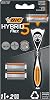 BIC Hybrid 5 Flex Mens Razor 1 Handle and 2 Replacement Heads 5 Blades, 5 Nano Technological Titanium Blades, Large Lubricant Tape Enriched with Vitamin E