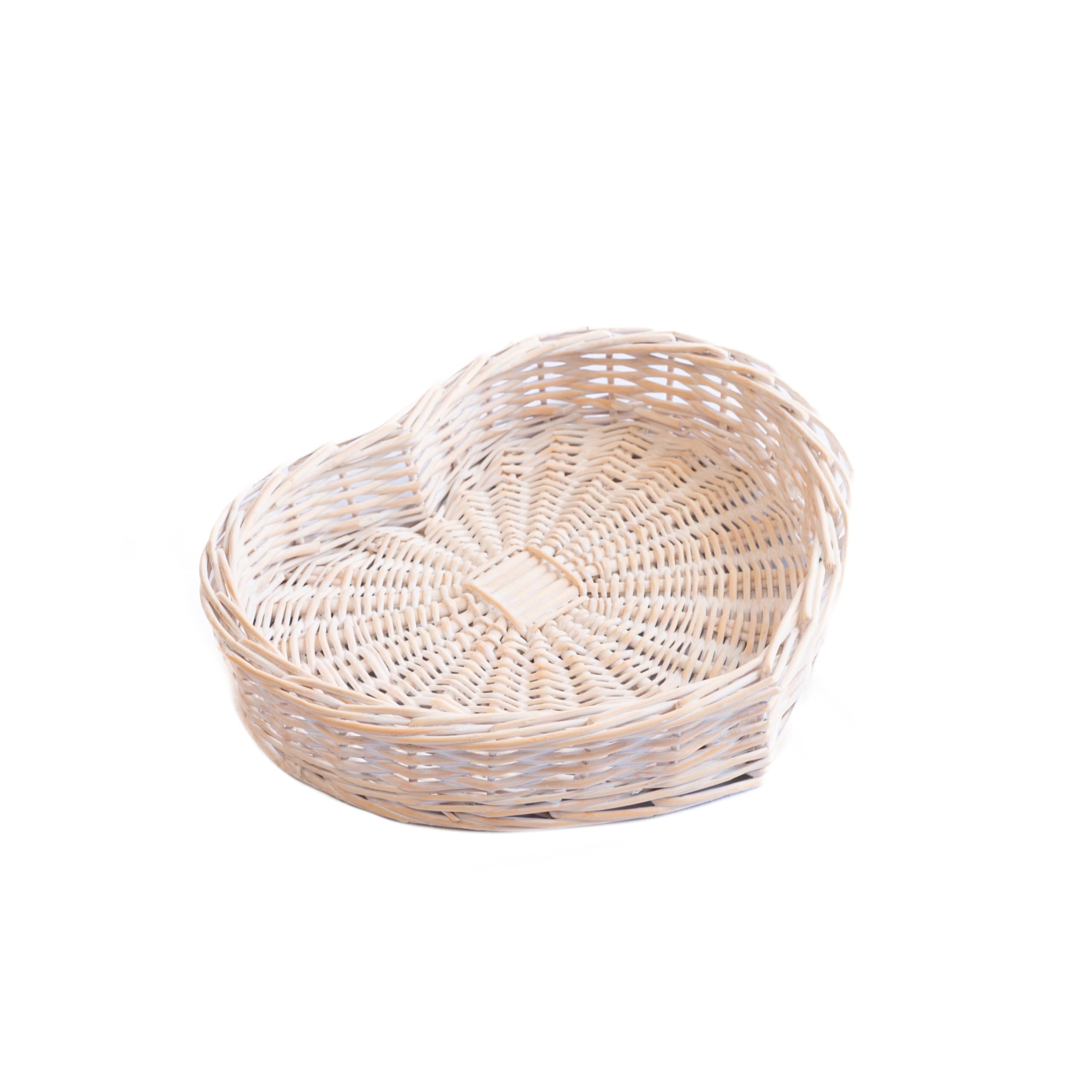 Arthur Cameron White Heart Shape Wicker Storage Basket Footstool Shelf Tray (, Medium)