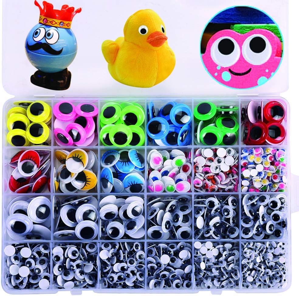 1860pcs Googly Wiggle Eyes Self-Adhesive, Wobbly Eyes for Craft Stickers Multi Colors and Sizes for DIY Craft Scrapbooking Decorations by AMOKIA