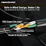 HUANCHAIN 10 FT 16 Gauge Black Indoor Outdoor Extension Cord Waterproof, Flexible Cold Weather 3 Prong Electric Cord Outside, 13A 1625W 125V 16AWG SJTW, ETL Listed