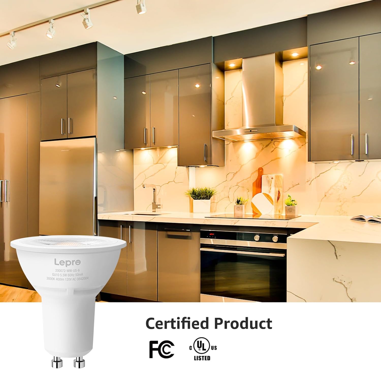 Lepro GU10 LED bulb with FC and UL Listed certifications