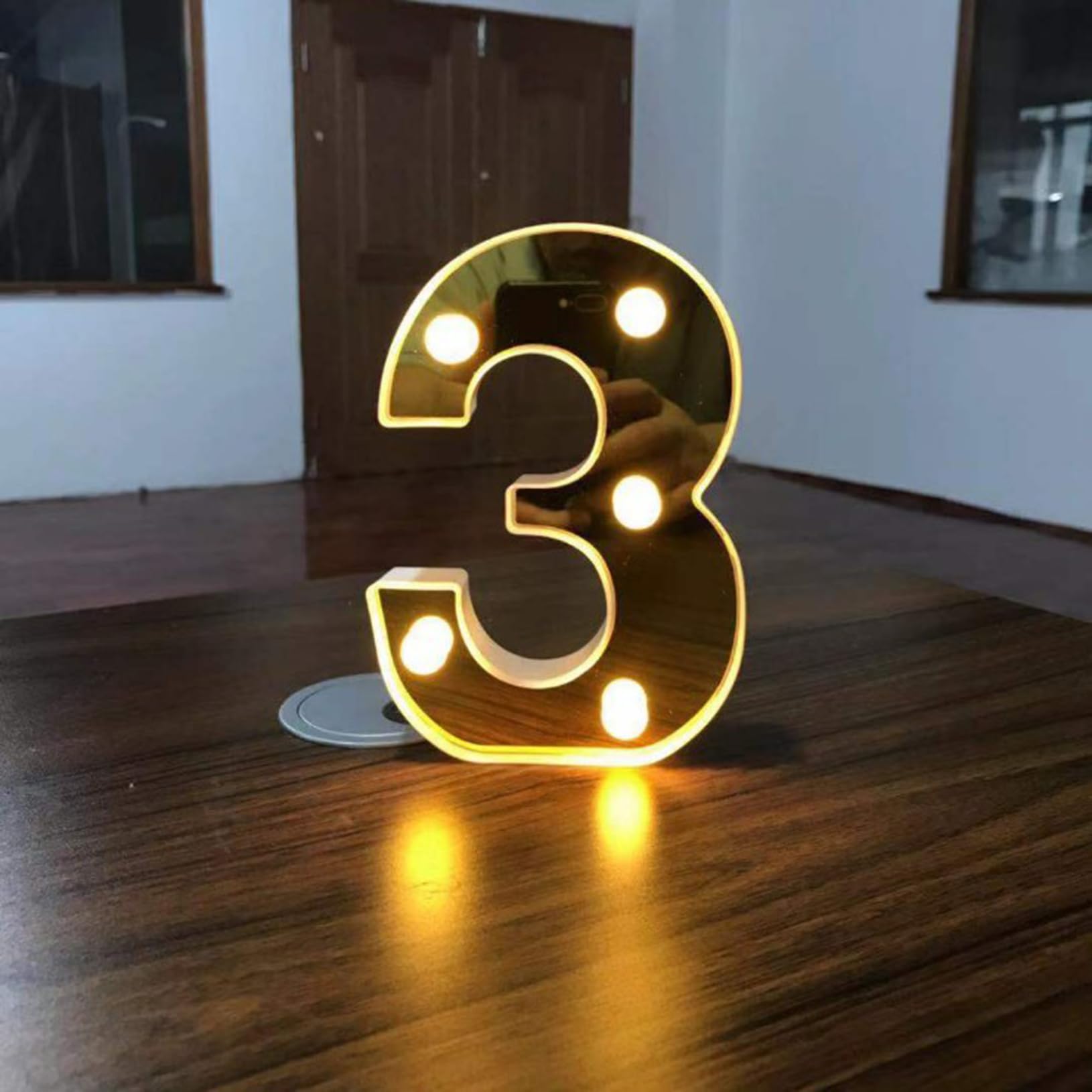 LED Number 3 Lights 16cm Marquee Decoration Light Up 0-9 Numbers Night Light Letters Lights Sign for Party Wedding Anniversary Decor Battery Operated — image 1