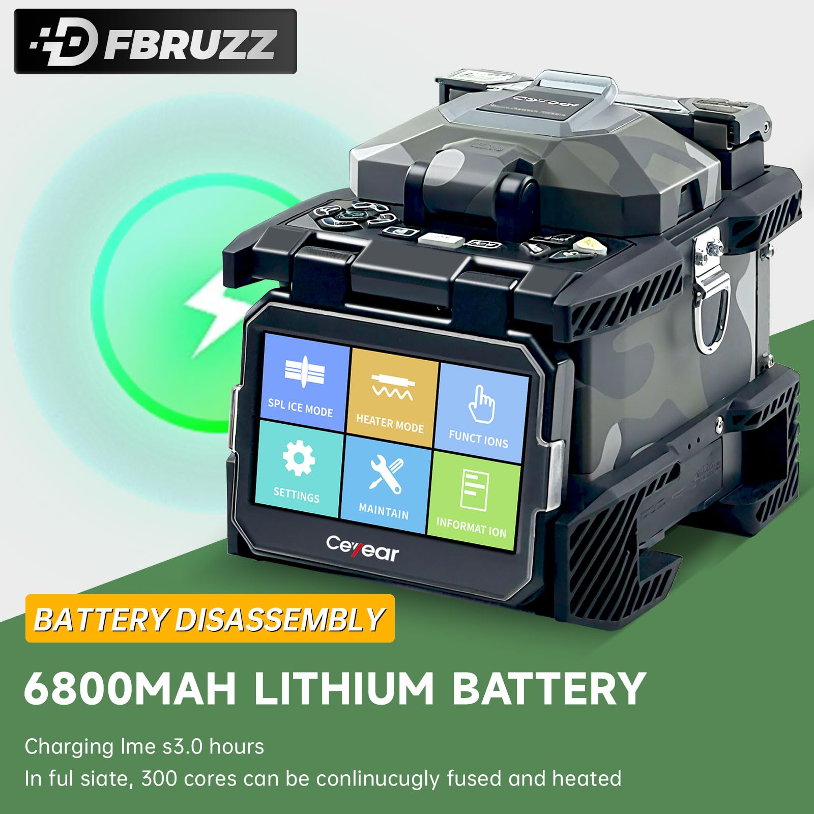 6481A9 - Empalmadora de fusión de fibra - Enfoque automático de 6 motores, pantalla táctil de 4.3 pulgadas, kit de máquina de empalmar de fusión con cuchilla de fibra óptica