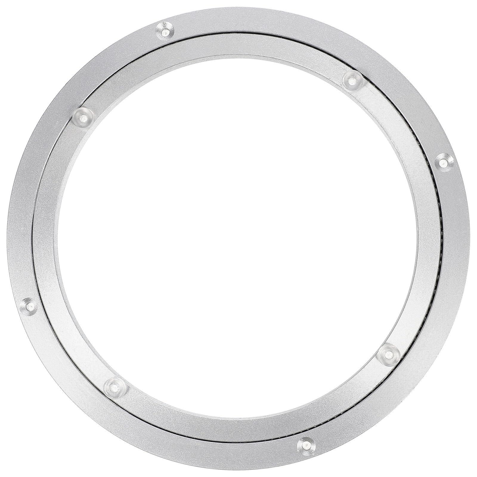 Plateau tournant rond rotatif 360 degrés en aluminium argenté pour verre et bois de table