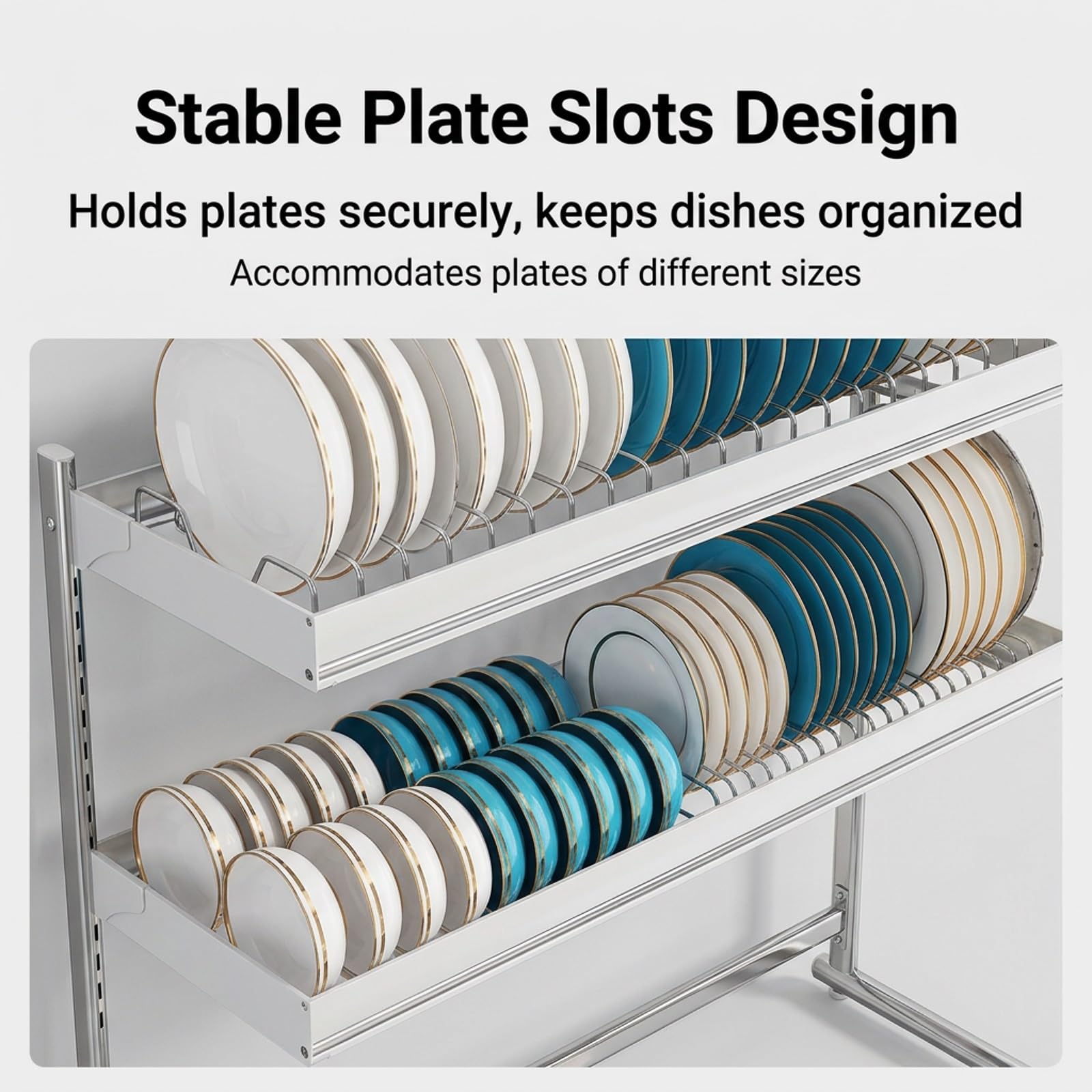 Escurridor de platos ajustable sobre fregadero de acero inoxidable