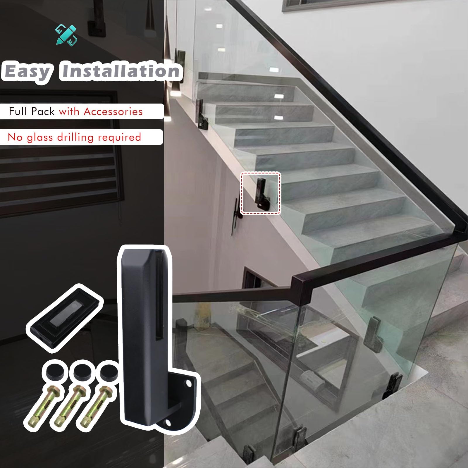 Ringhiera in Vetro Morsetto Anteriore Con Rubinetto Distanziatore Per Ringhiera In Vetro Per Balcone, 1-20 Pezzi Morsetti Per Recinzione Per Piscina Quadrati Con Raccordi Per Uso Su Scale/piattaforme,