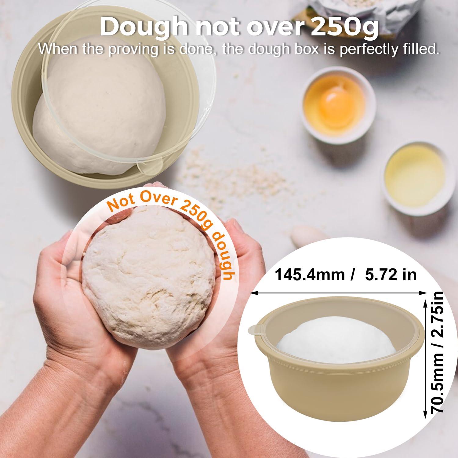 FEHNAG 4Pcs Stackable Silicone Pizza Dough Proofing Containers with Lids,Pizza Dough Proofing Box | Make 12