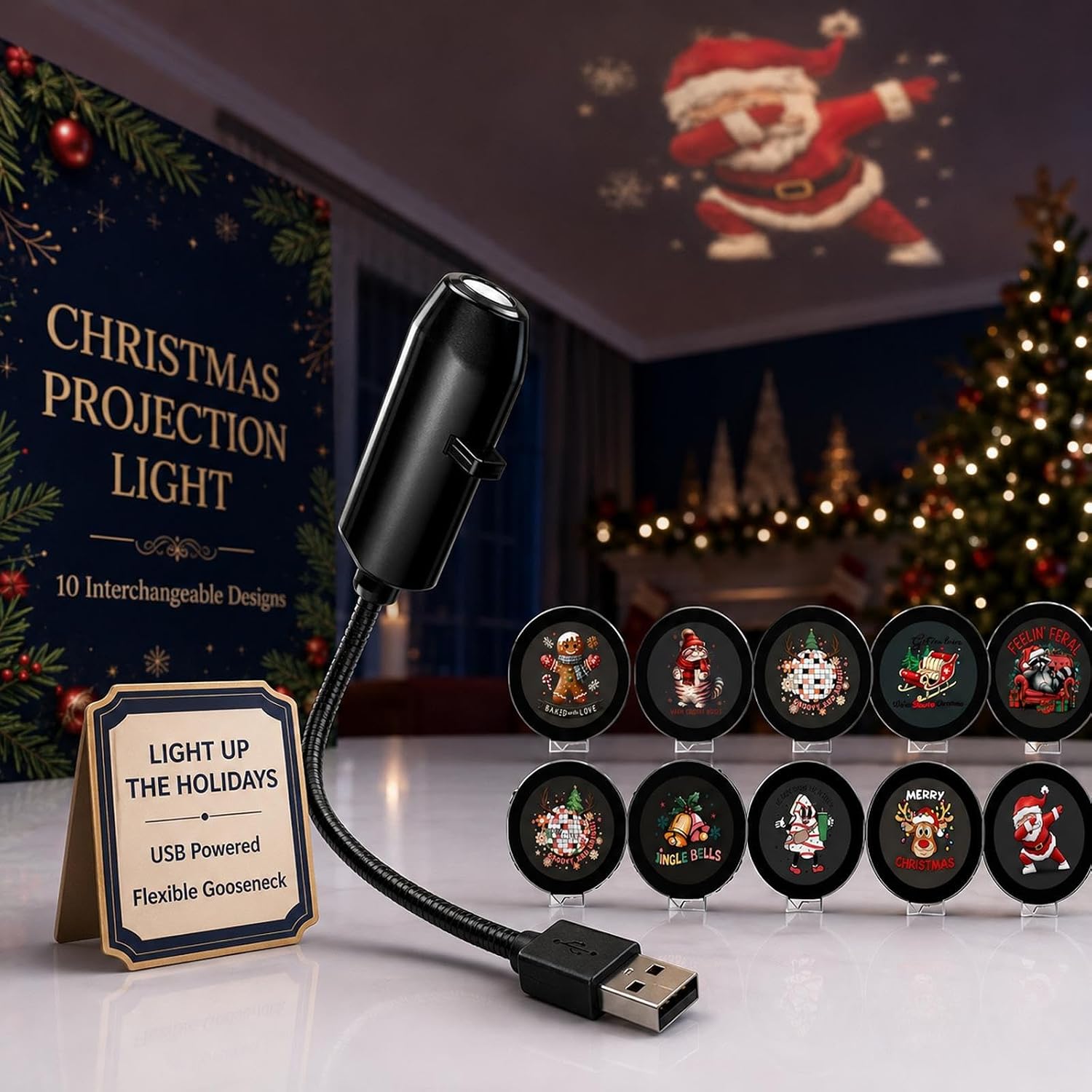 Plug and Play HD Christmas Projector Smart Dynamic Holographic Night Light