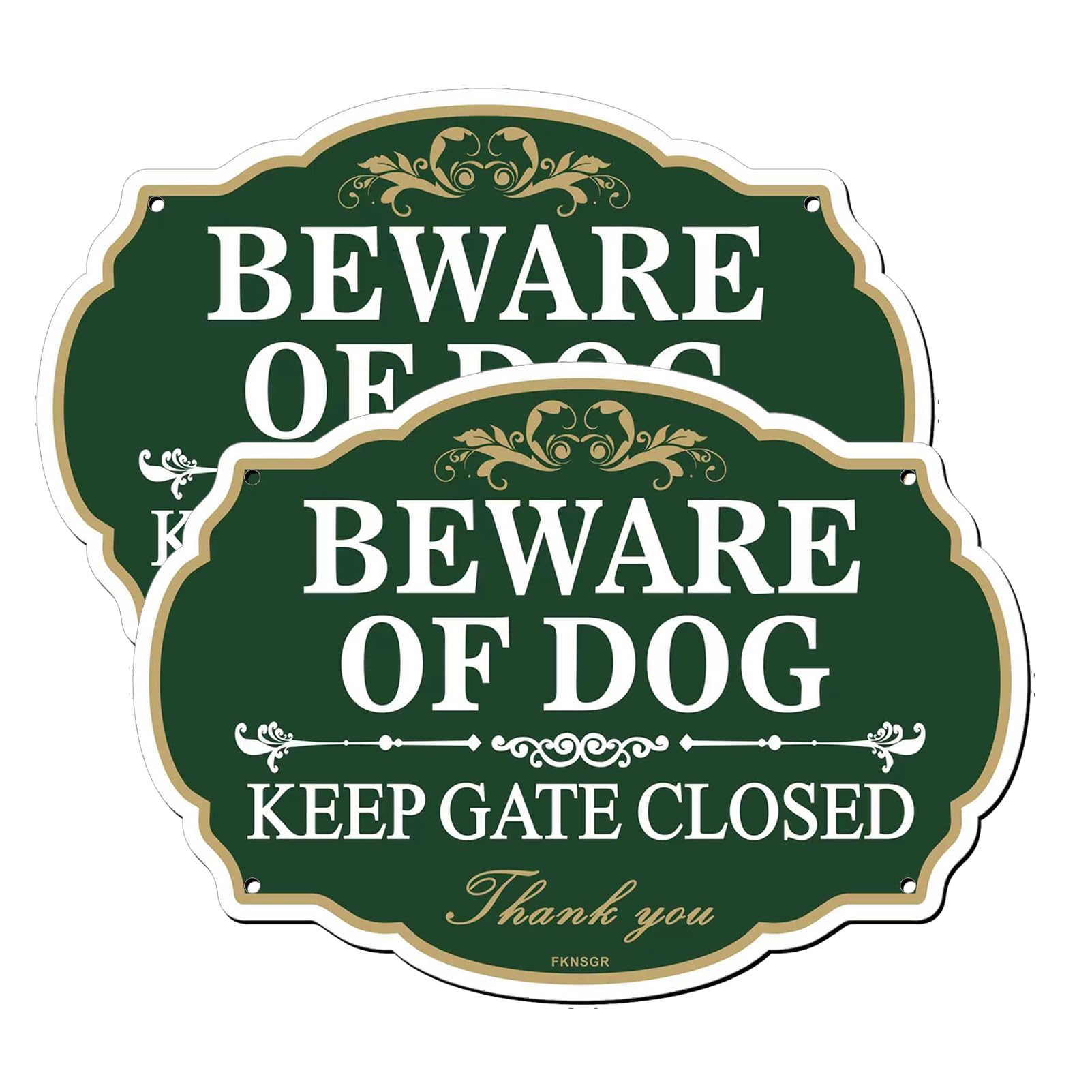 FKNSGR Beware Of Dog Keep Gate Closed Sign 2 Pack 25 x 18 cm Aluminum