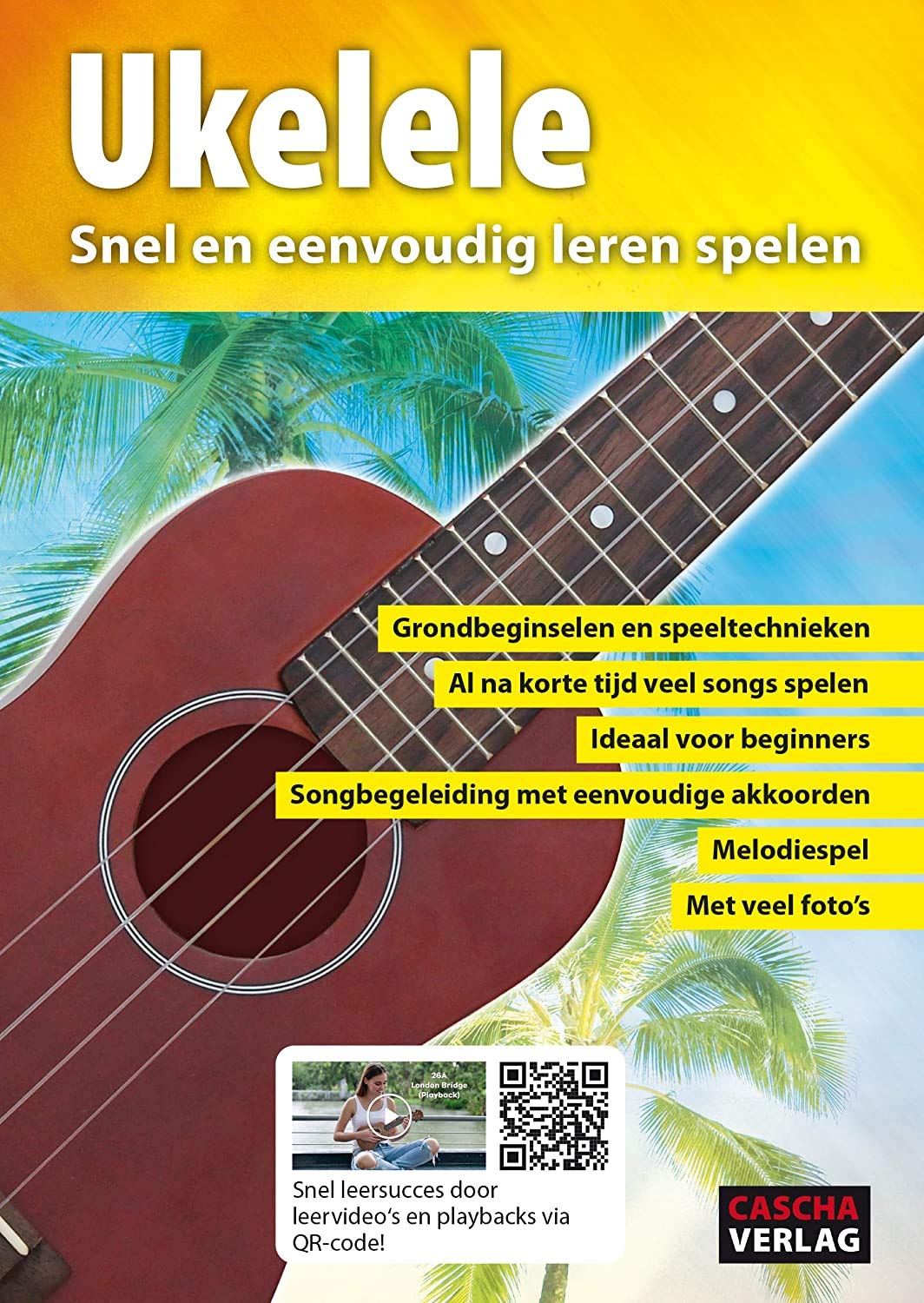 CASCHA Set de ukelele soprano holandés – para niños y adultos I Kit de iniciación con 3 púas de funda holandesa y afinador DVD I cuerdas Aquila Nylon I Guitarra Hawaii pequeña verde