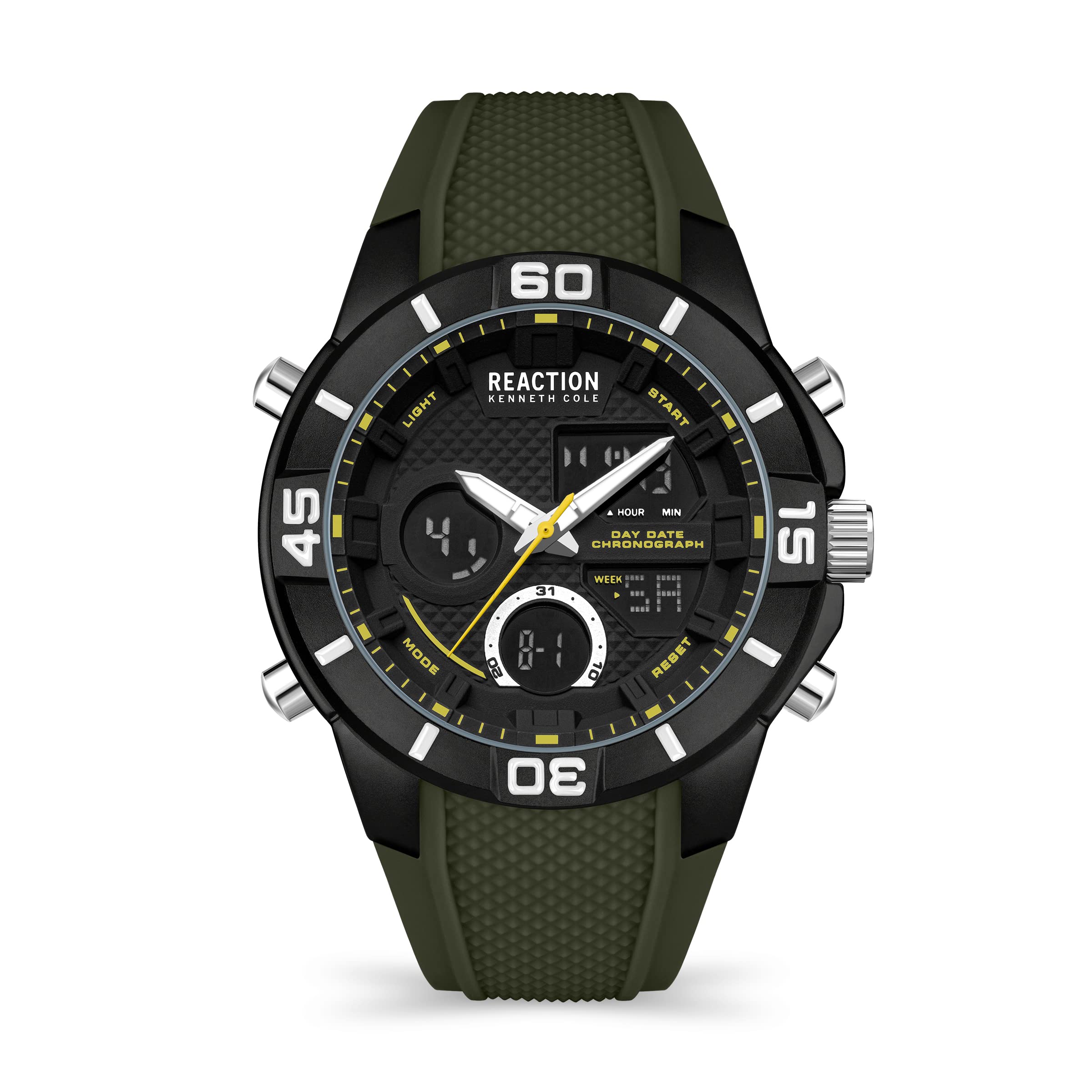 Kenneth Cole Reaction Analog - Digital Mens Watch - Krwgp2192101 (Black Dial Green Colored Strap) (B09KYF9ZFQ) Amazon Price History, Amazon Price Tracker