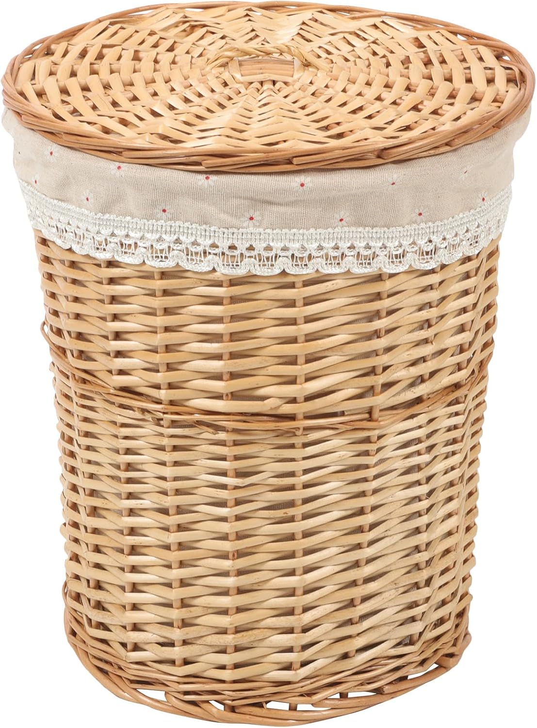 GANAZONO Woven Laundry Basket with Lid, Rustic Rattan Storage Hamper for Clothes and Towels, Multipurpose Household Organizer for Bedroom and Bathroom Use