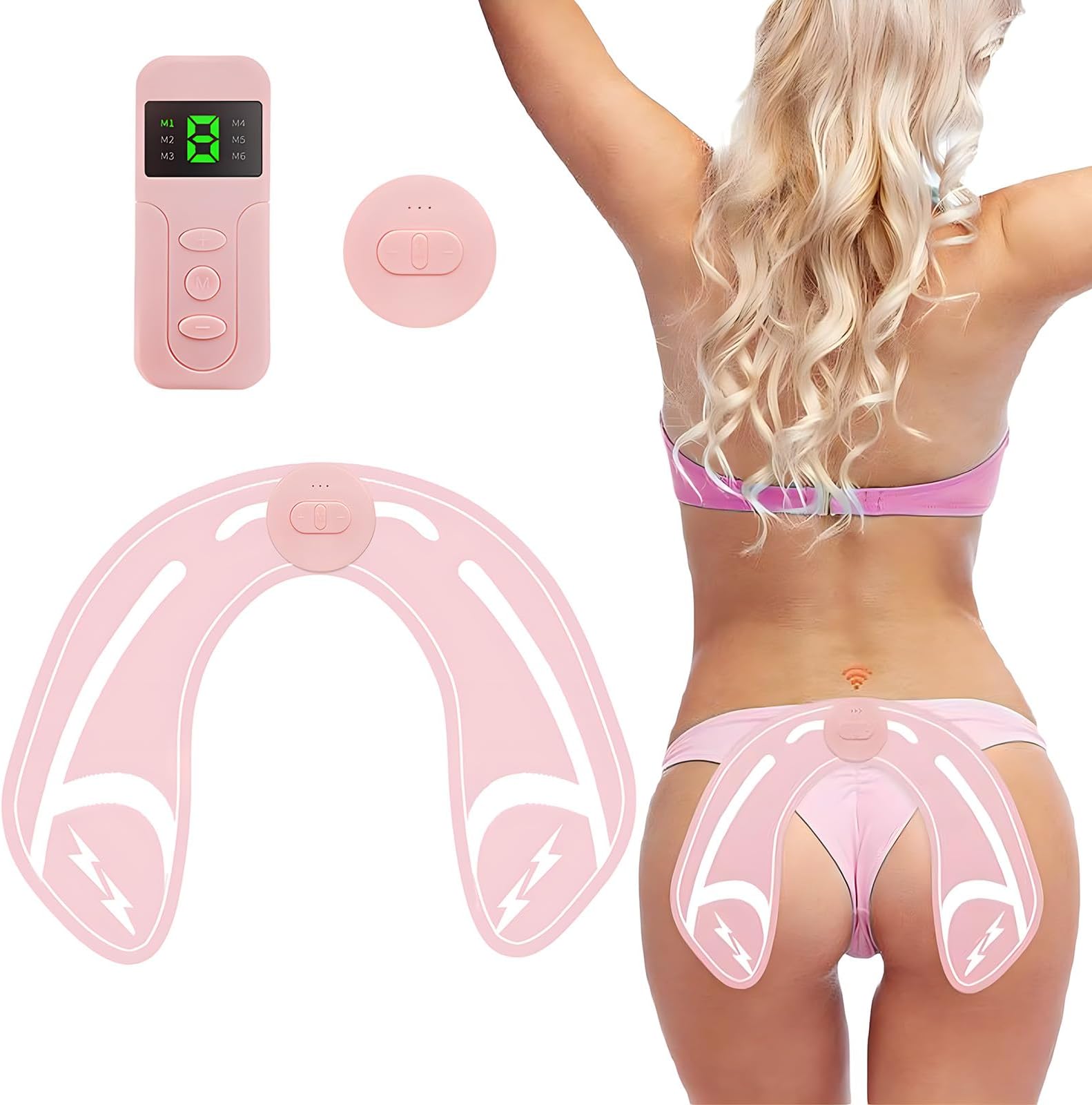 EMS Buttocks Hip Trainer, Wireless ABS Abdominal Muscle Stimulator, Full Body Trainer with 8 Modes 10 Intensities, Electronic Trainer Device for Abdomen Waist Leg Arm Hip