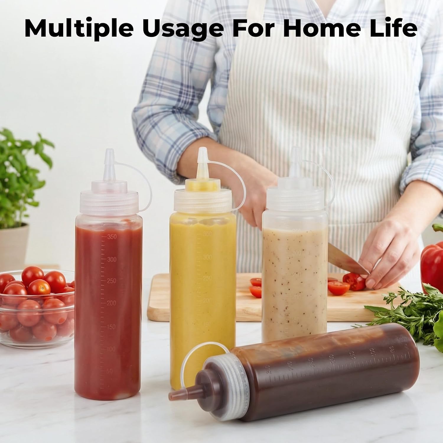 OAMCEG 12oz Condiment Squeeze Bottles, 8 Pack Durable Plastic Sauce Bottles