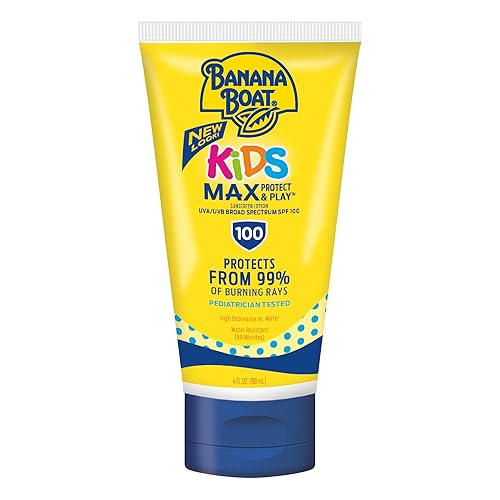 Banana Boat Kids, protector solar de máxima protección y juego SPF 100 de 4 onzas, paquete de de 1