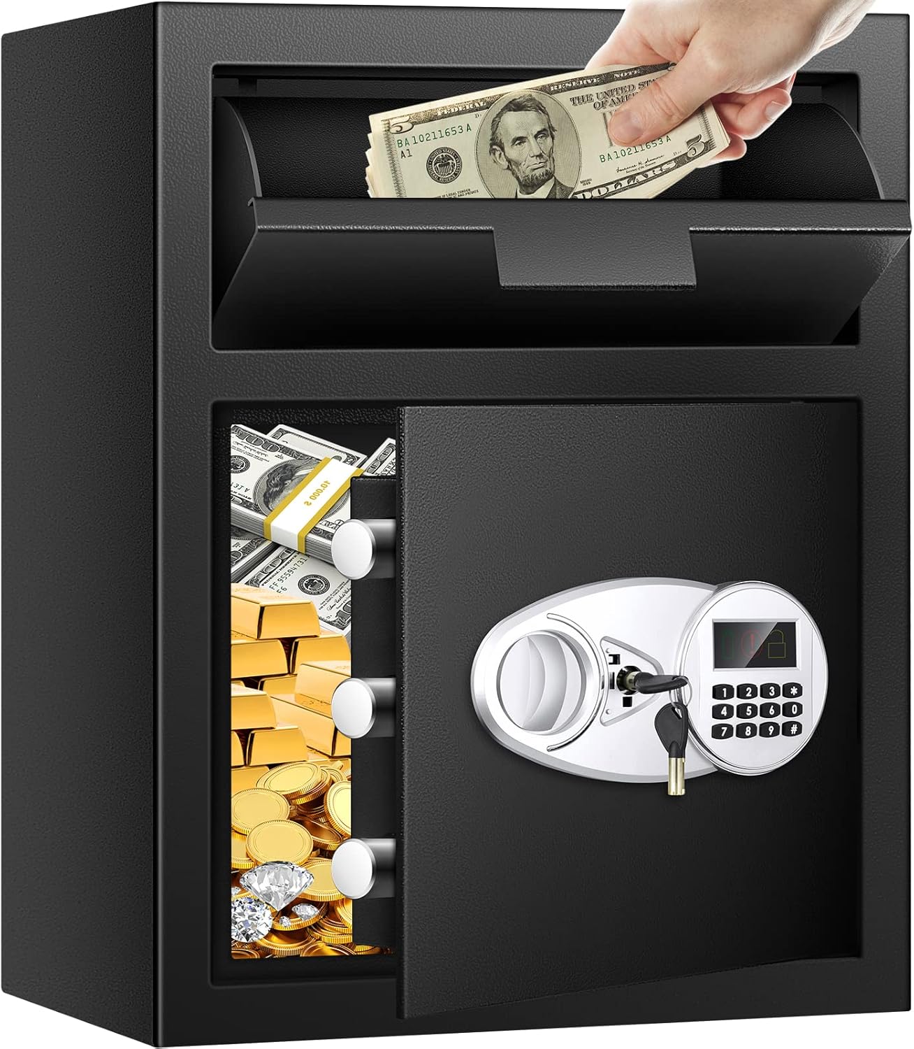 2.8 Cuft Depository Safe with Drop Slot, AntiTheft Cash Drop Safe with