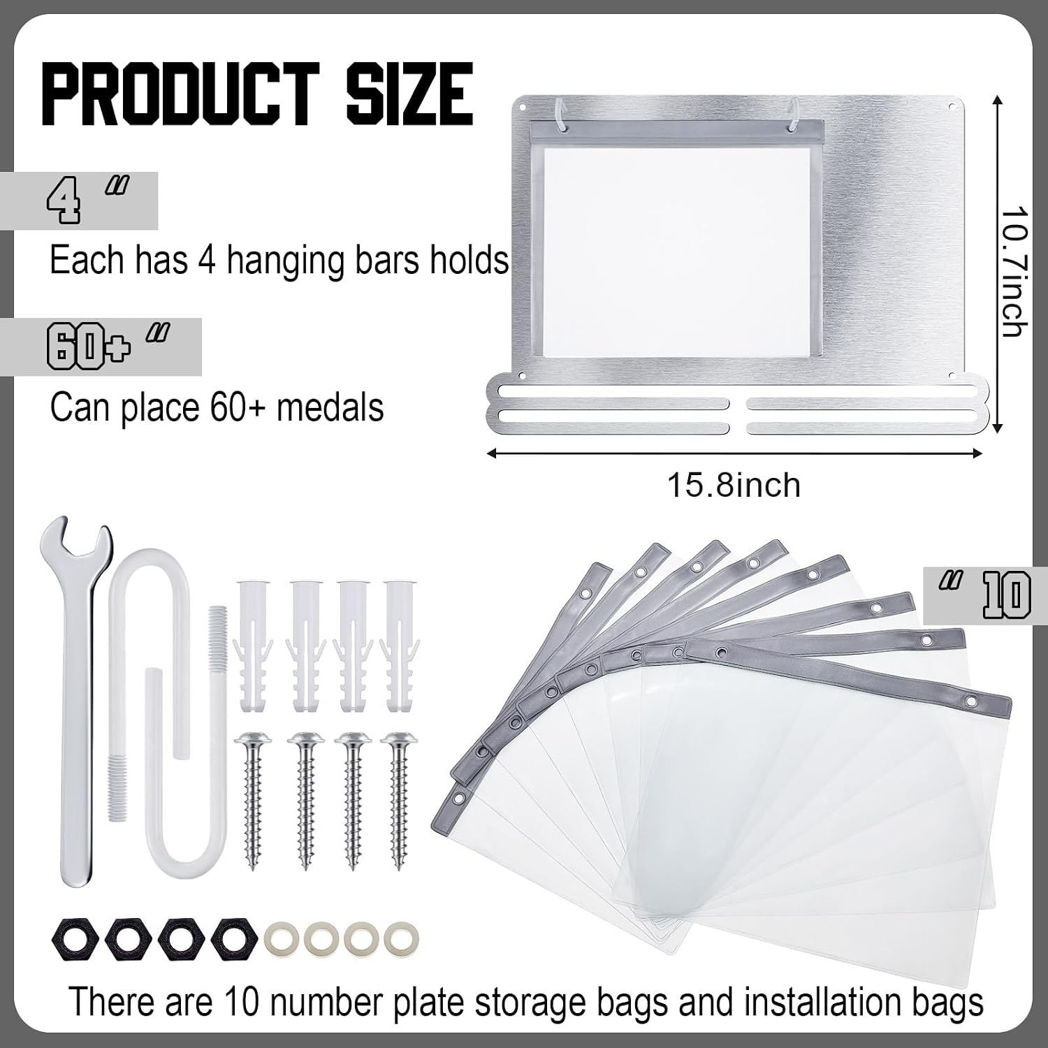 Moxweyeni Race Medal and Bib Display Medal Hanger Running Bib Holder Wall Mounted Hanging Rack Stands Gifts for Runners
