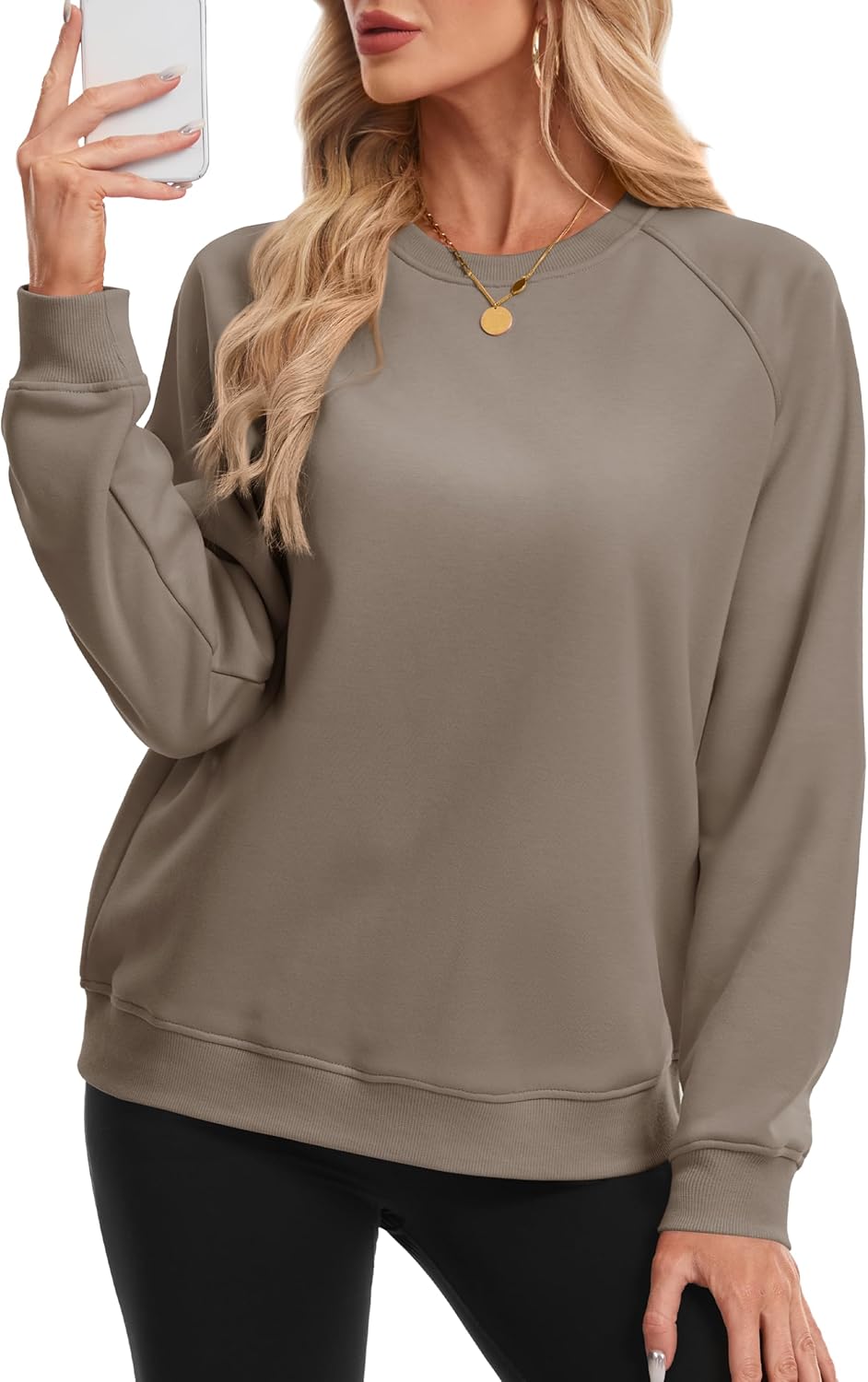 MAGCOMSEN Women's Sweatshirt Fleece Sherpa Lined Pullover Sweaters Warm Long Sleeve Shirts Crewneck Winter Tops