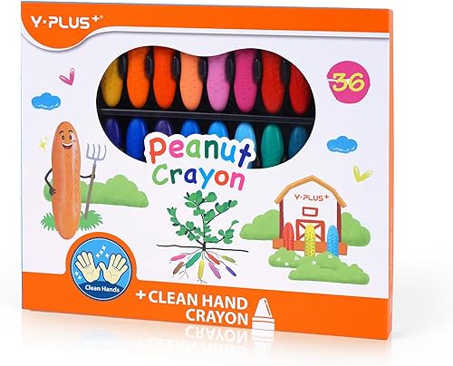 YPLUS Peanut Crayons for Kids, 36 Colors Washable Toddler Crayon, Non-Toxic Baby Crayons for ages 2-4, 1-3, 4-8, Coloring Art Supplies