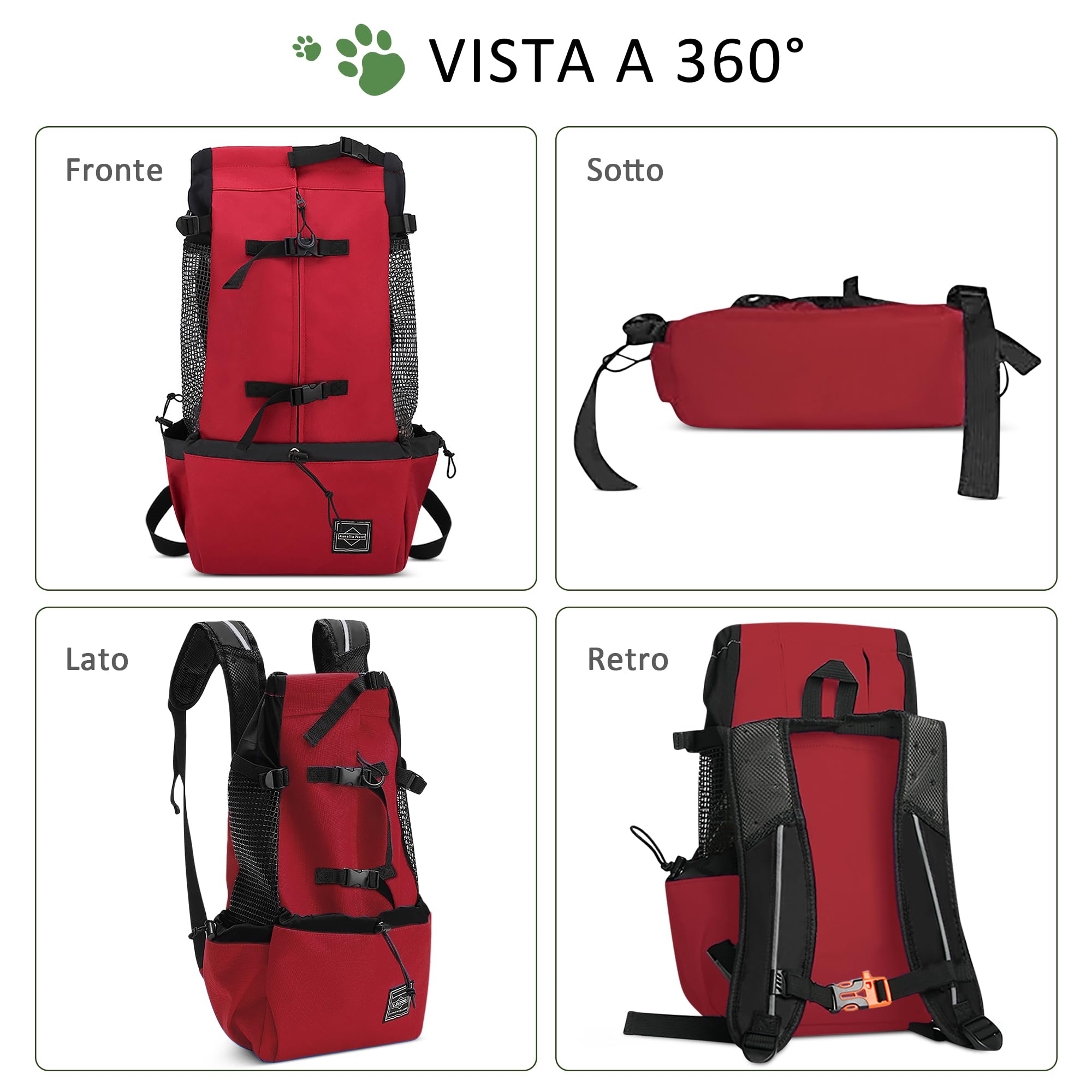 Zaino Porta Cani ALLSOPETS Regolabile - Per Viaggi, Escursioni E Campeggio (Grigio Argento, XL) - Foto 3