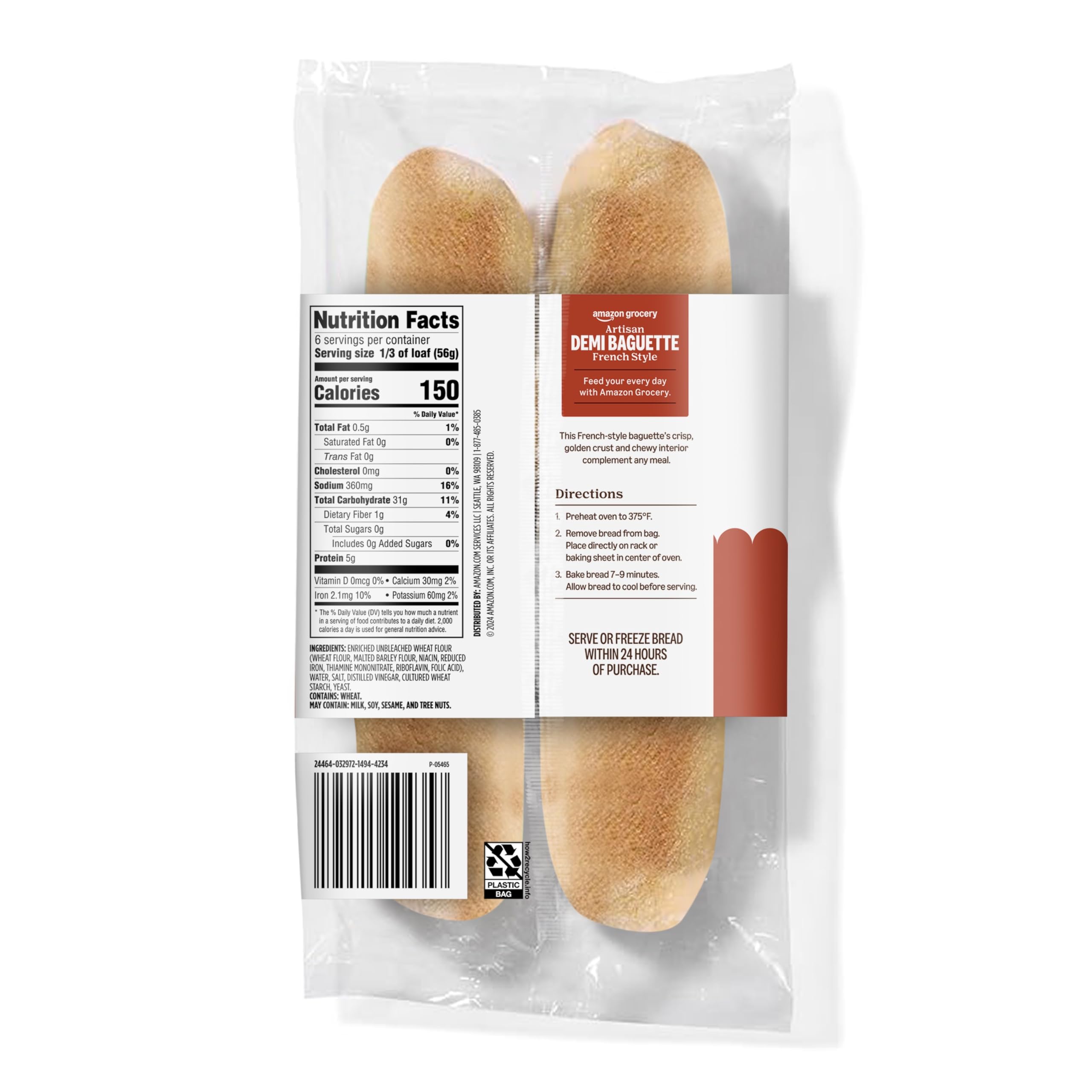 Amazon Grocery Artisan Bake at Home French Style Demi Baguette 12 Oz Frozen — view 2