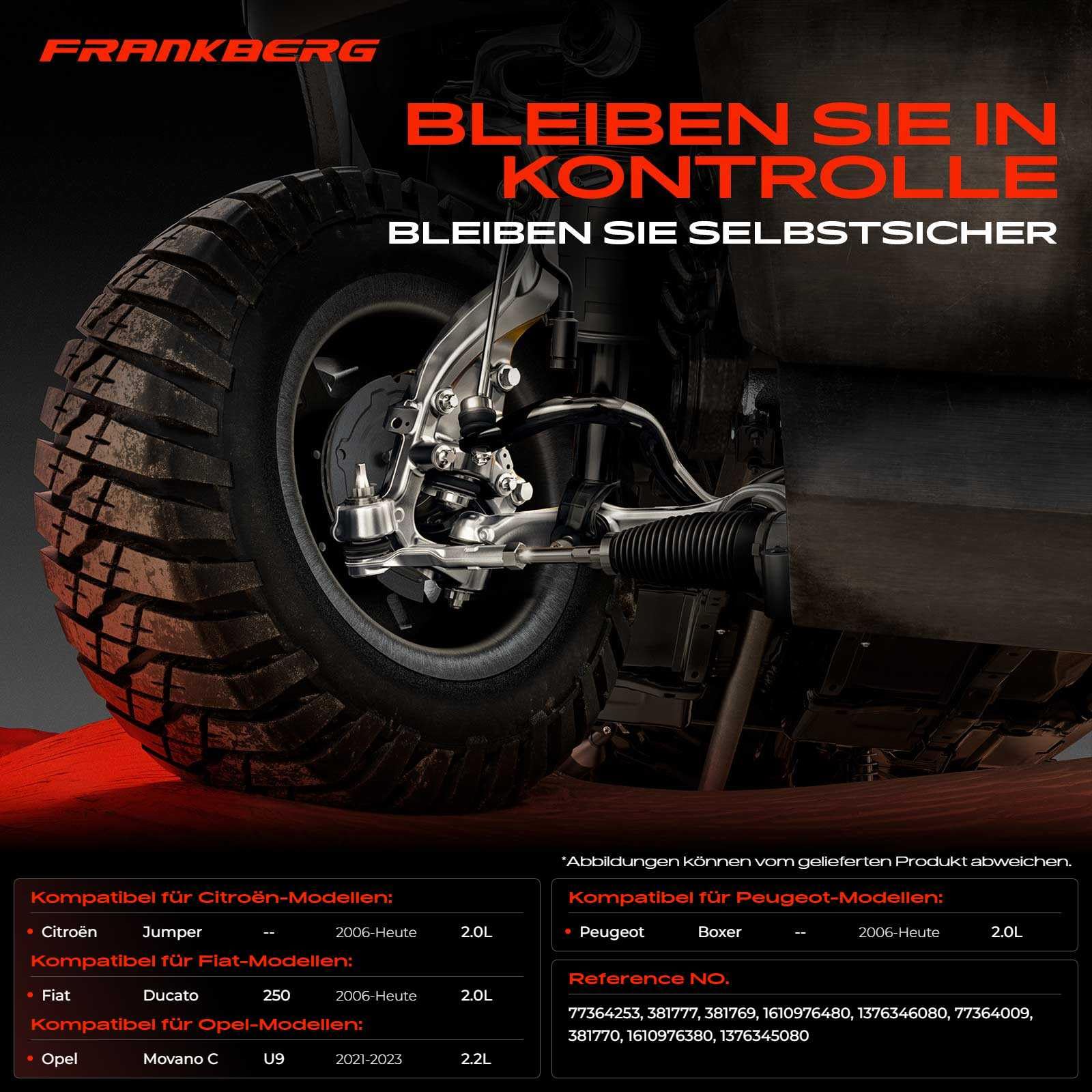 Frankberg 2x Testina barra di accoppiamento barra di accoppiamenton Anteriore Esterno Compatibile con Ducato Furgone 250 Ducato Bus 250 Boxer Bus Ducato Pianale/Telaio 250 Replace# 381777