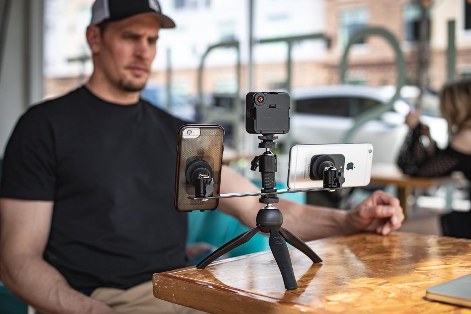 Exсluѕіvе Dіѕсоunt 70% Prісе Livestream Gear - Dual Device Mounting Bar for Live Stream, 2 Magnetic Mounts Secure Any Phone. Includes 1/4-20 Threads to Attach Tripod. (Dual Mount Tripod w/Magnets & LED Light)