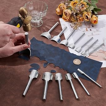 UNICRAFTALE 14Pcs Leather Craft Tools 14 Styles Leather Corner Punch Set Quarter Circle Punch Half-Round Punch Edge Cutter for Purses Belt Wallet End and DIY Products