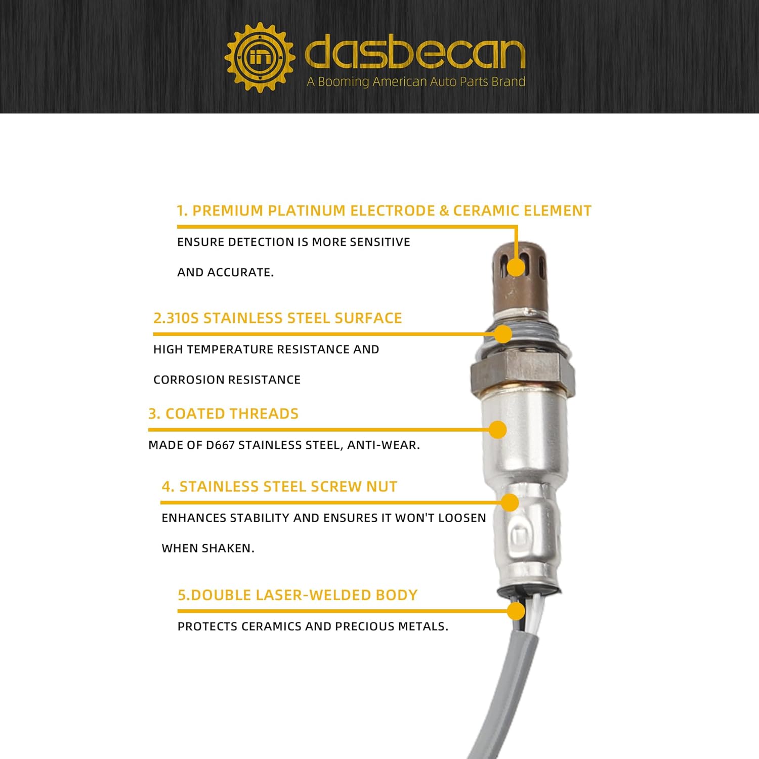 Dasbecan 2PCS O2 Oxygen Sensor Set Compatible with Honda CR-V 2012-2019 & Accord 2013-2017 Upstream & Downstream Sensors 234-9131 & 234-4980