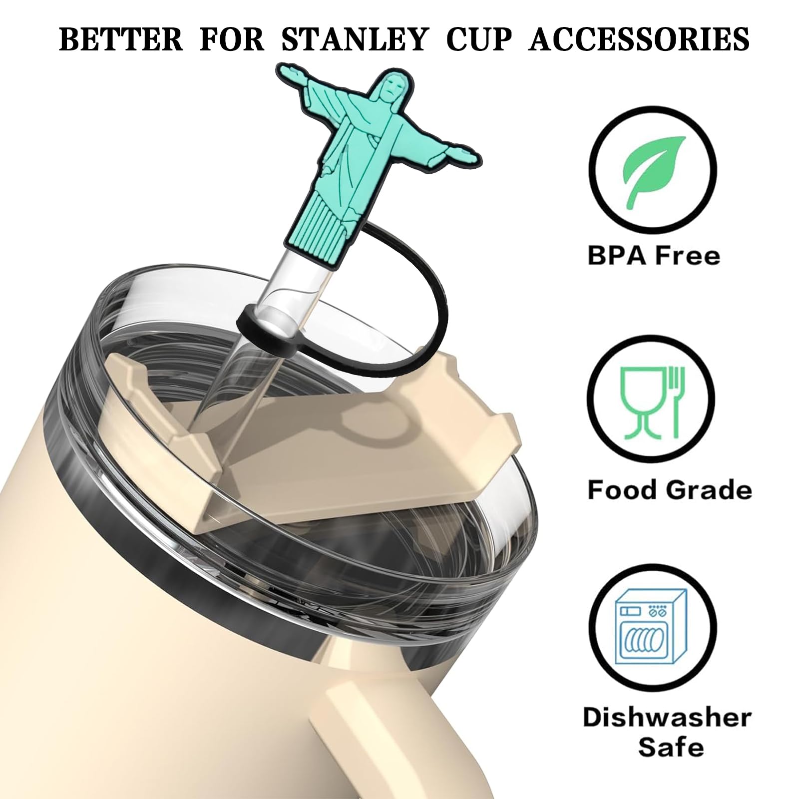 CHRI 4 pezzi di copertura per cannuccia da cowboy per stanley cup, accessori per stanley cup accessories con 6 pezzi di copertura per cannuccia a prova di perdite