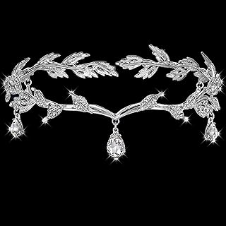 Sliver Tiara Headband for Brides Rhinestone Leaf Wedding Tiara Headband for Brides,Queen Tiara Bridal Wedding Headpiece Women Hair Accessories,Hair Accessories for Party