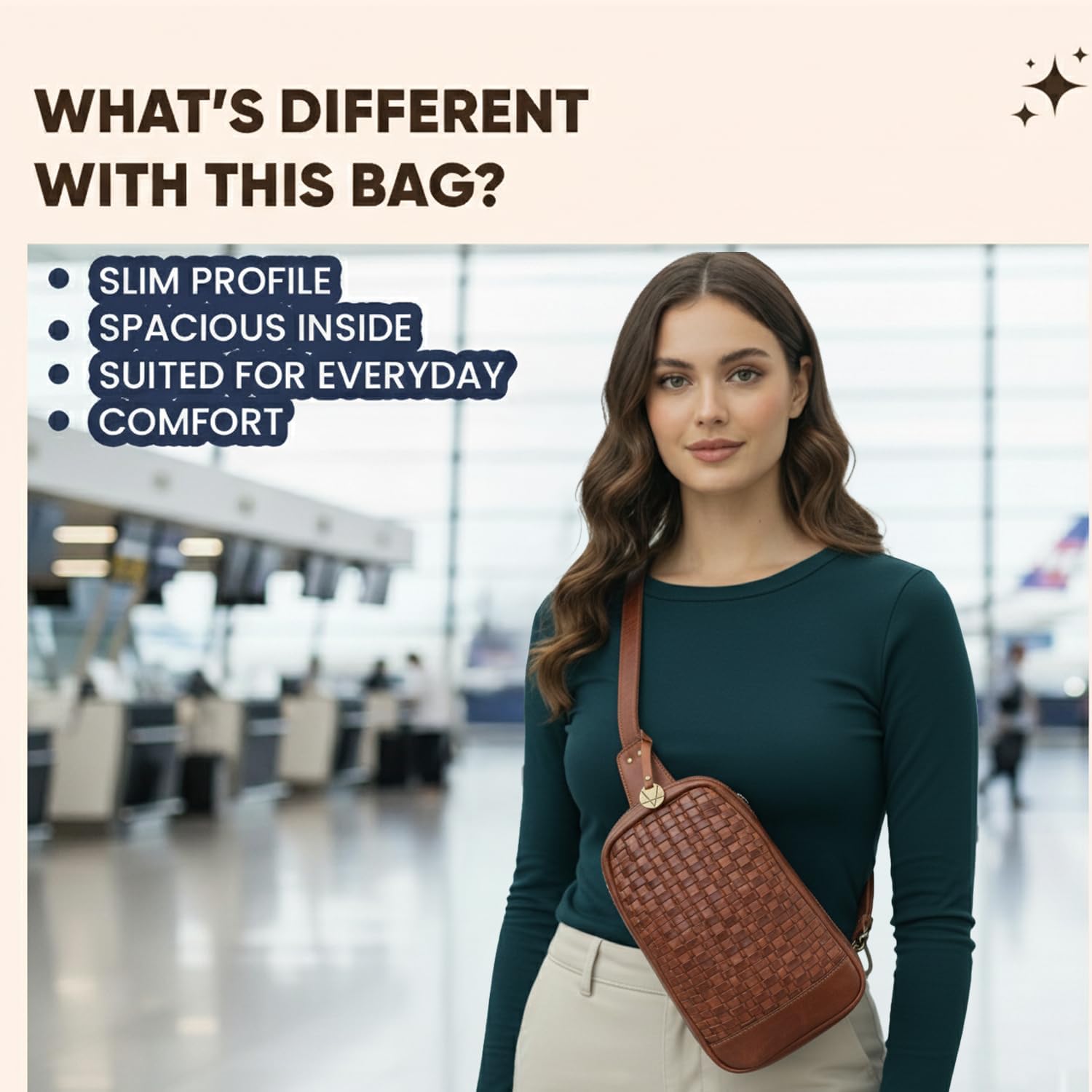 Genuine Leather Crossbody Shoulder Bag – Premium Unisex Everyday Bag with Adjustable Strap, Compact Yet Spacious for Travel, Work & Daily Use – Cognac - Image 8