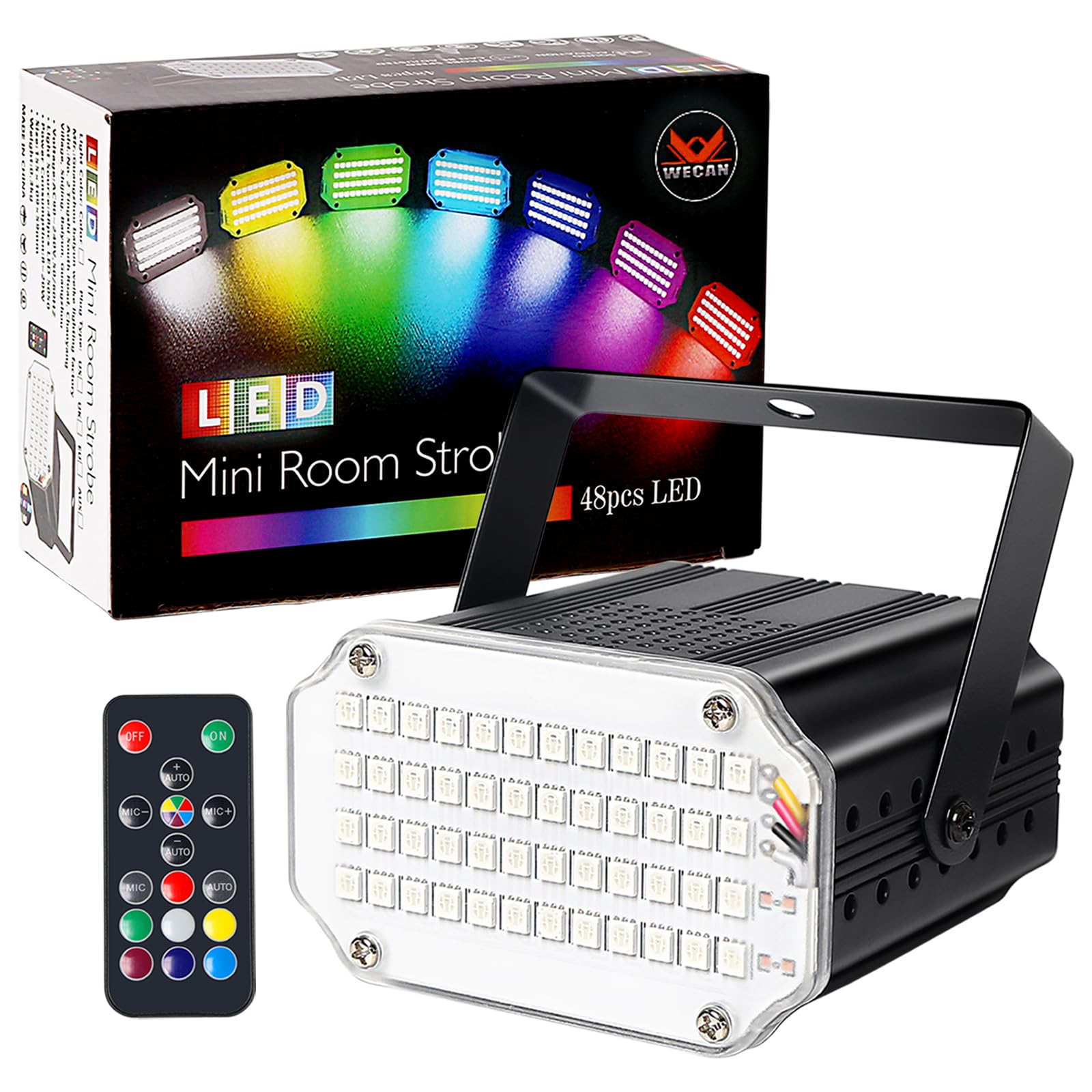 48Led Estroboscopica Discoteca con Mando, Luces Estroboscópicas Flash Color para Fiestas, Luz Stroboscope Activada Sonido